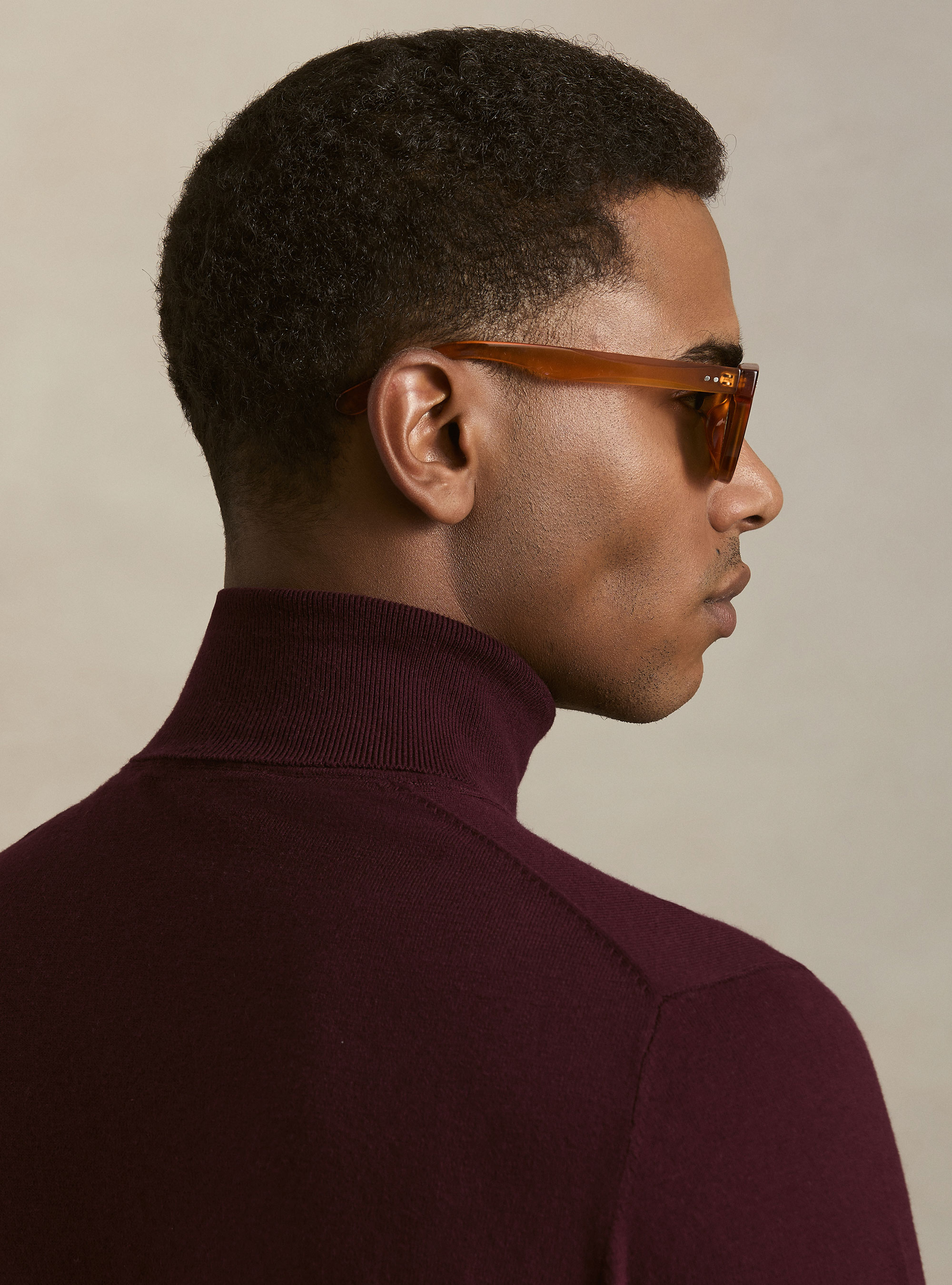 Cotton and Cashmere Turtleneck, BORDEAUX