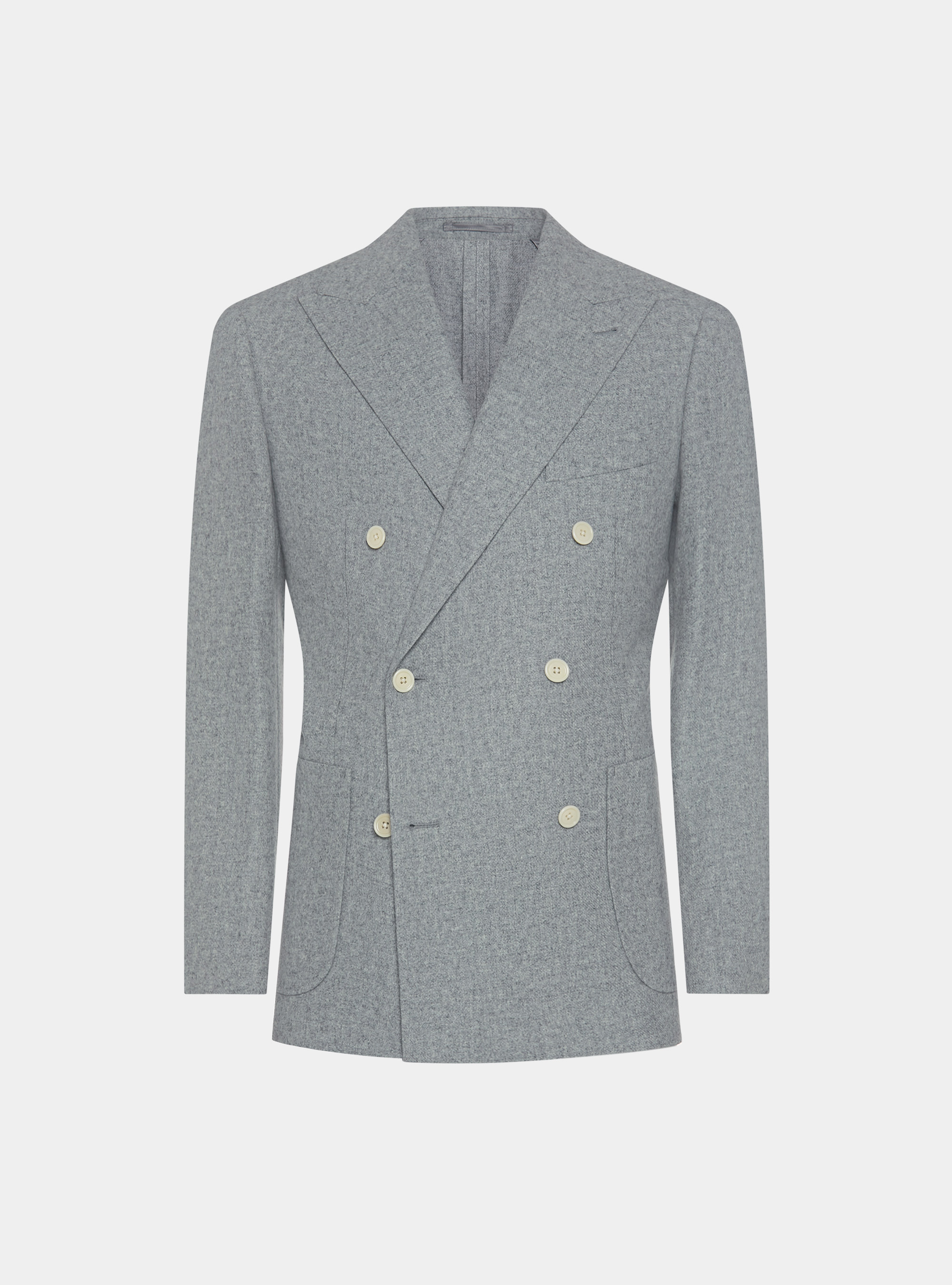 Giacca doppiopetto in flanella Duemilagori, GRIGIO CHIARO MELANGE