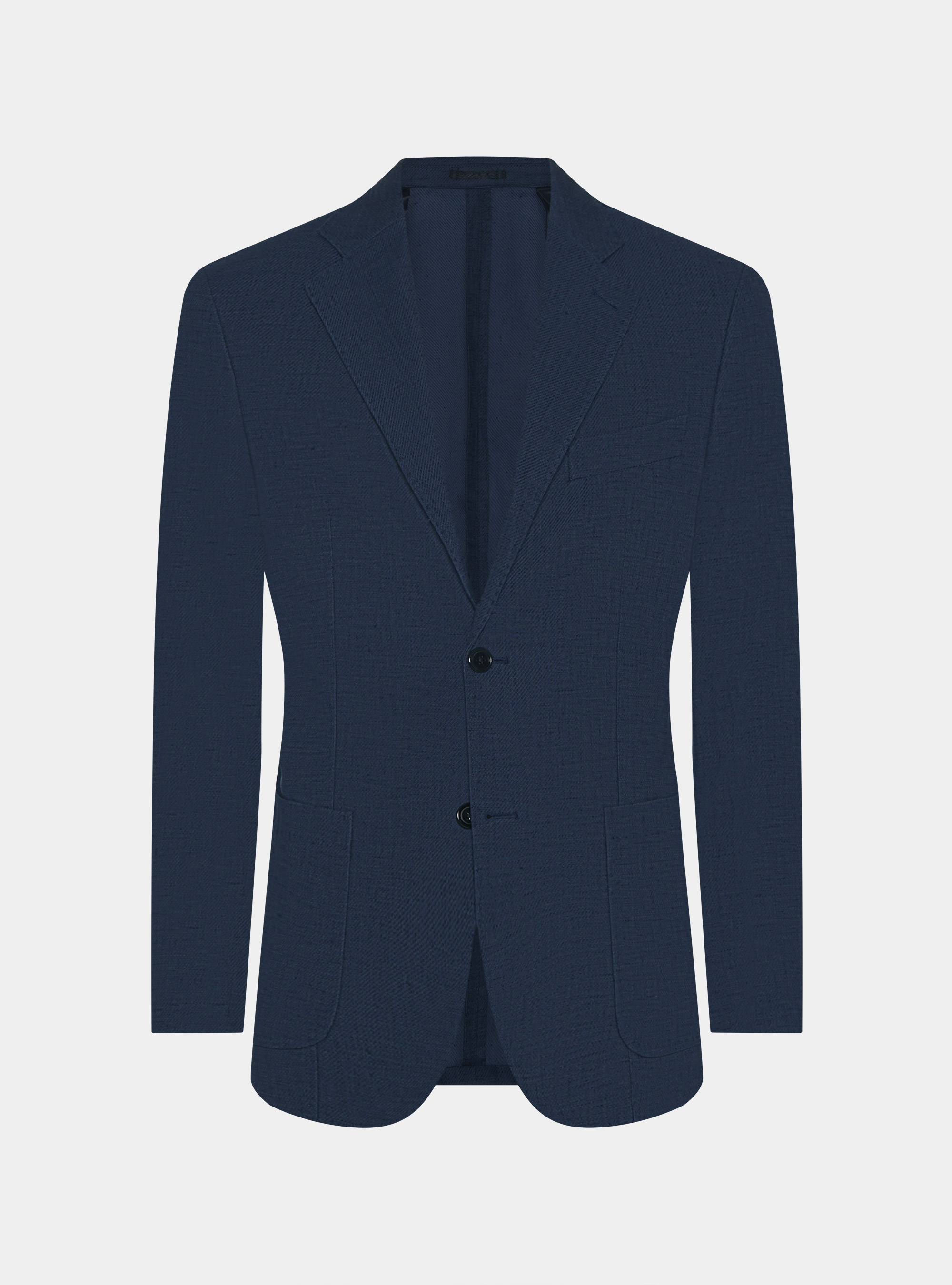 Linen and cotton blend blazer, NAVY BLUE