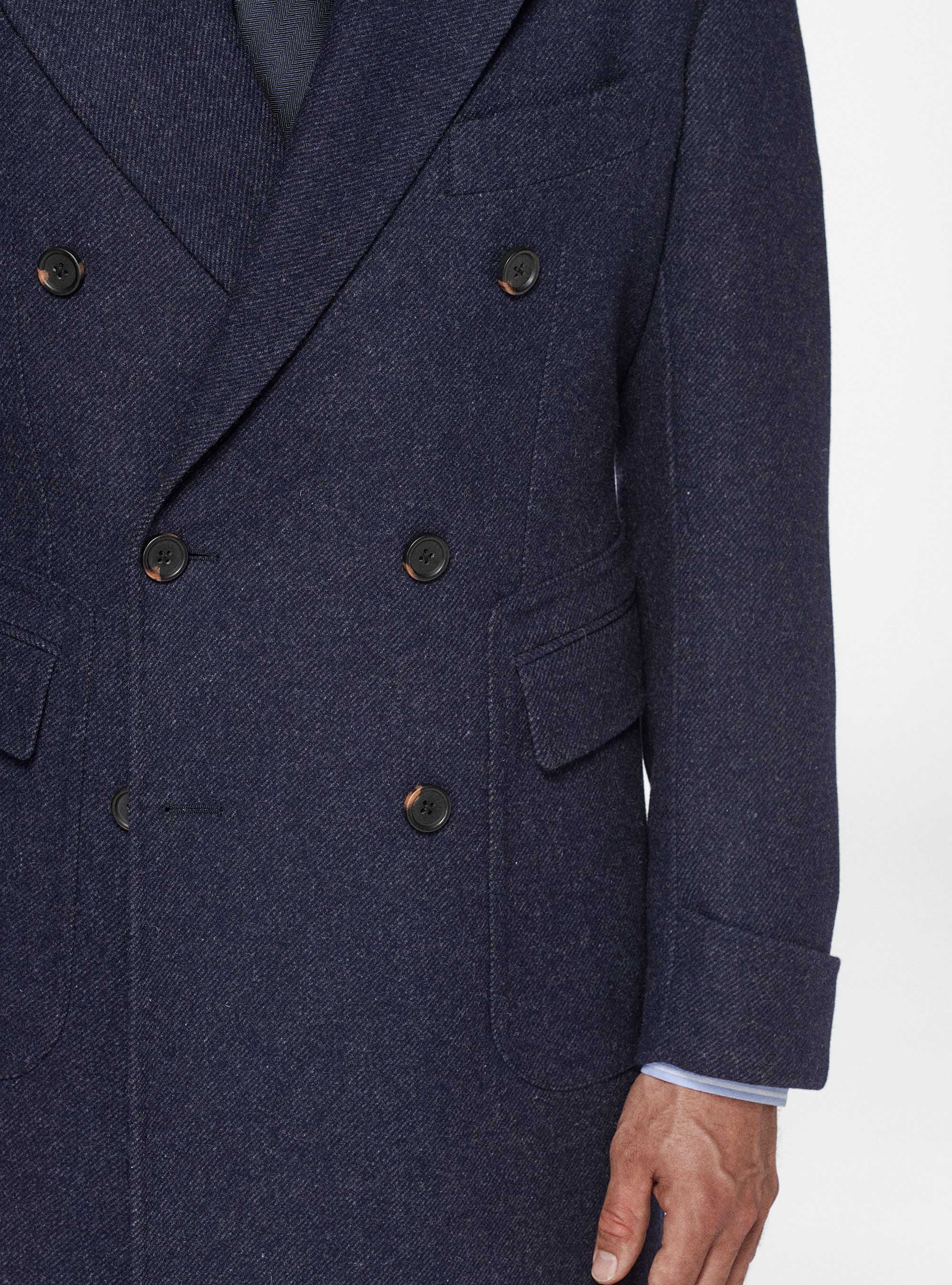 Cappotto in lana e seta diagonale, BLU NAVY