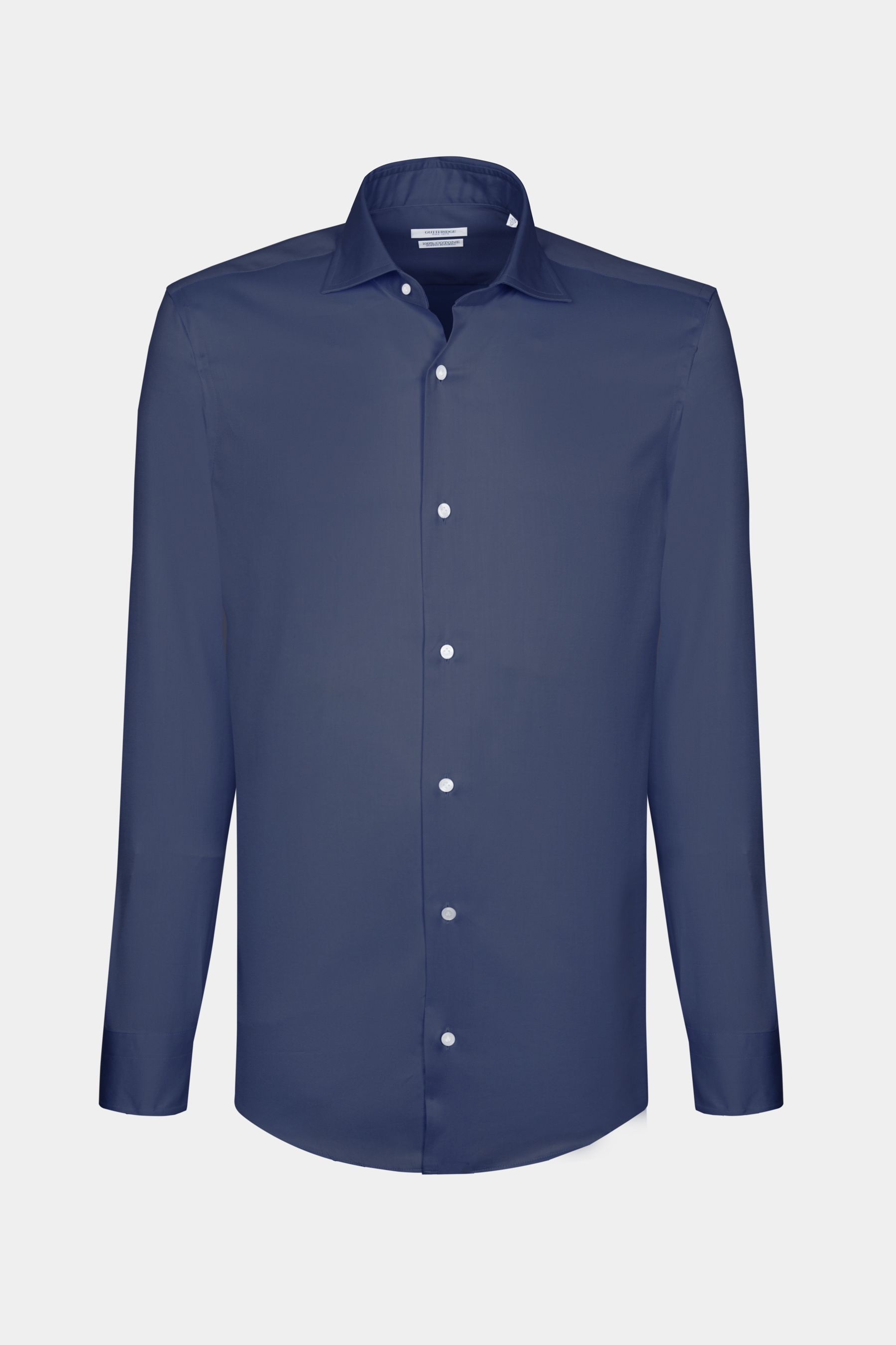 Camicia slim fit in twill di cotone, BLU