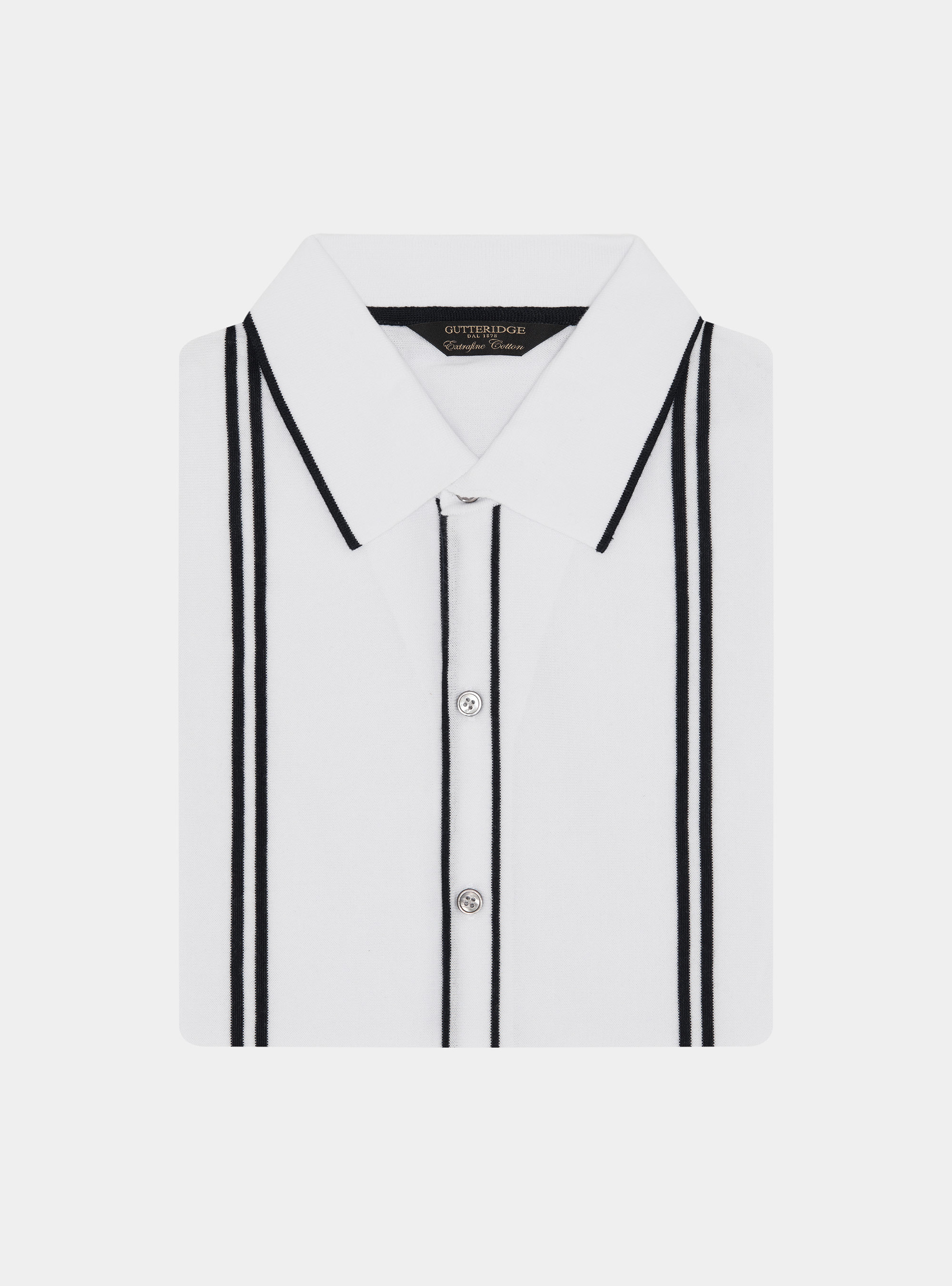 Halbarmel-Poloshirt aus extrafeiner Baumwolle, BIANCO 0099C