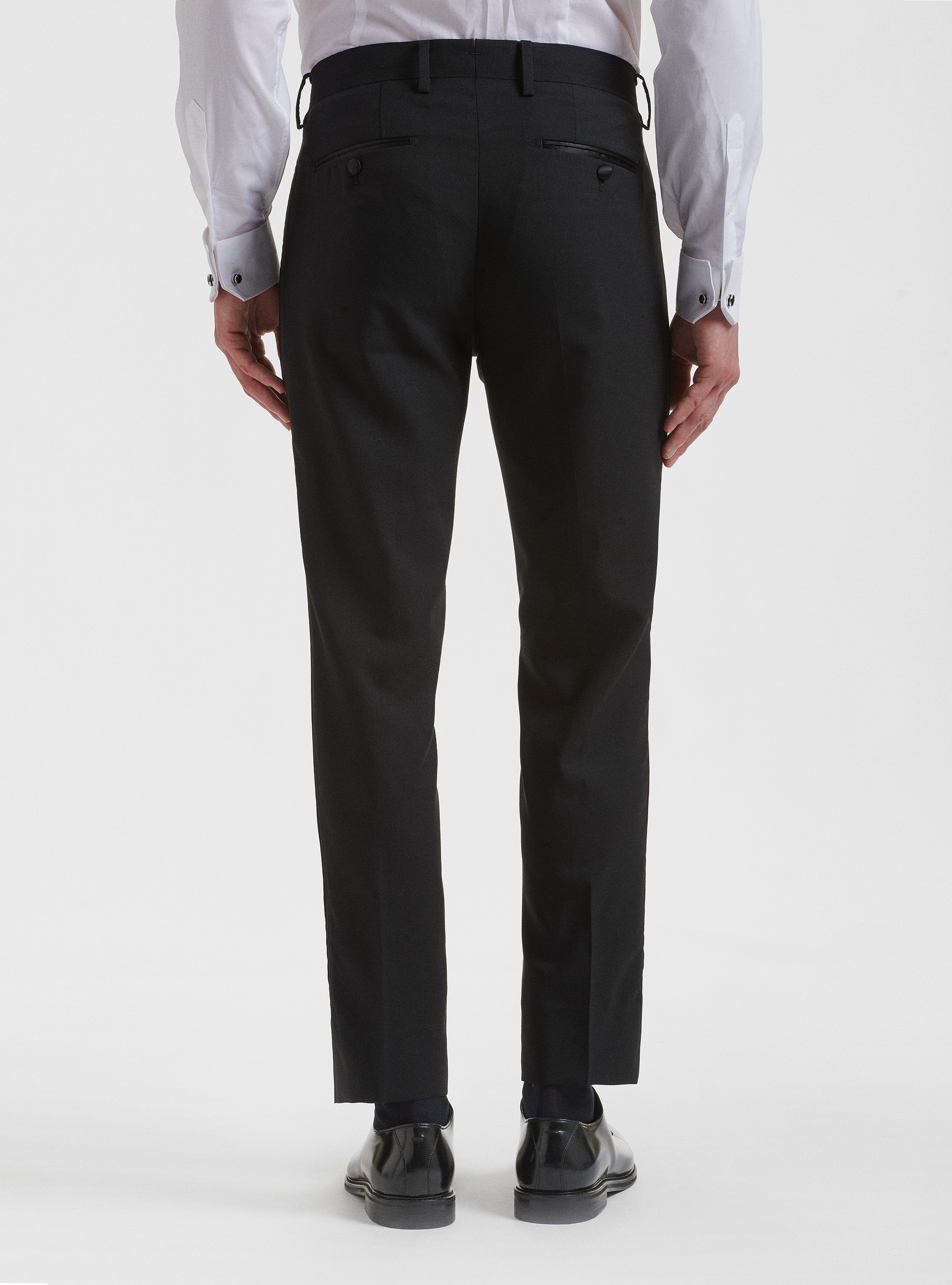 Pantaloni smoking in pura lana Vitale Barberis Canonico, NERO