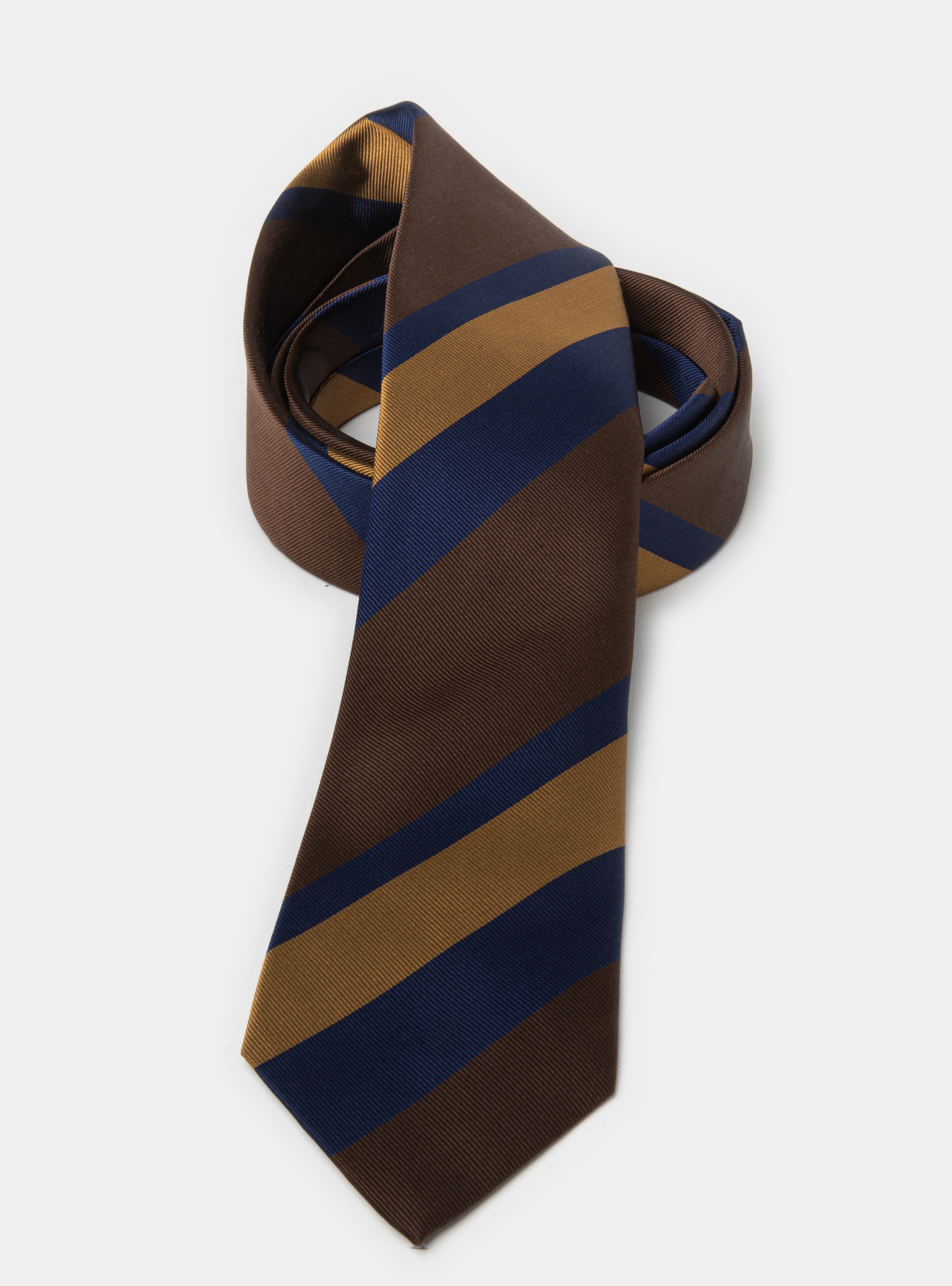 Cravatta in seta rigata, MARRONE