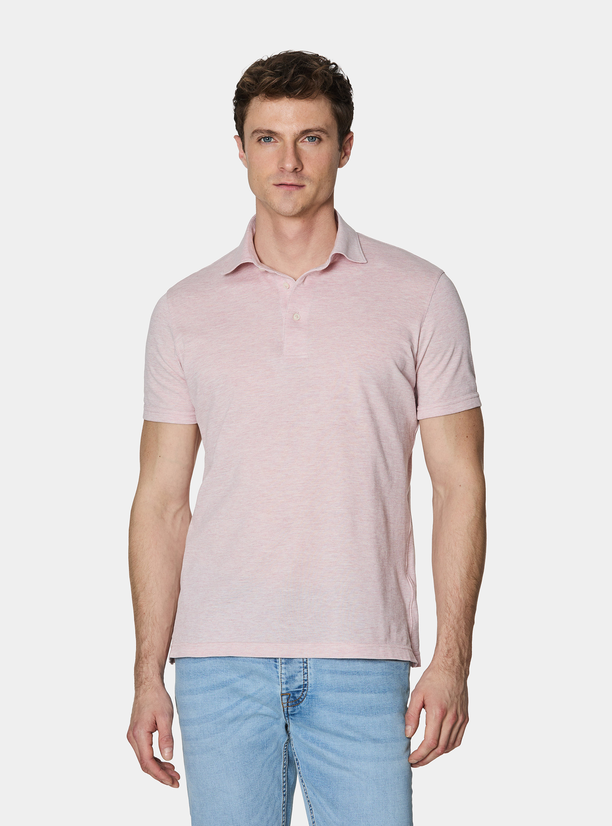 GT01 stretch pique polo shirt, LIGHT PINK