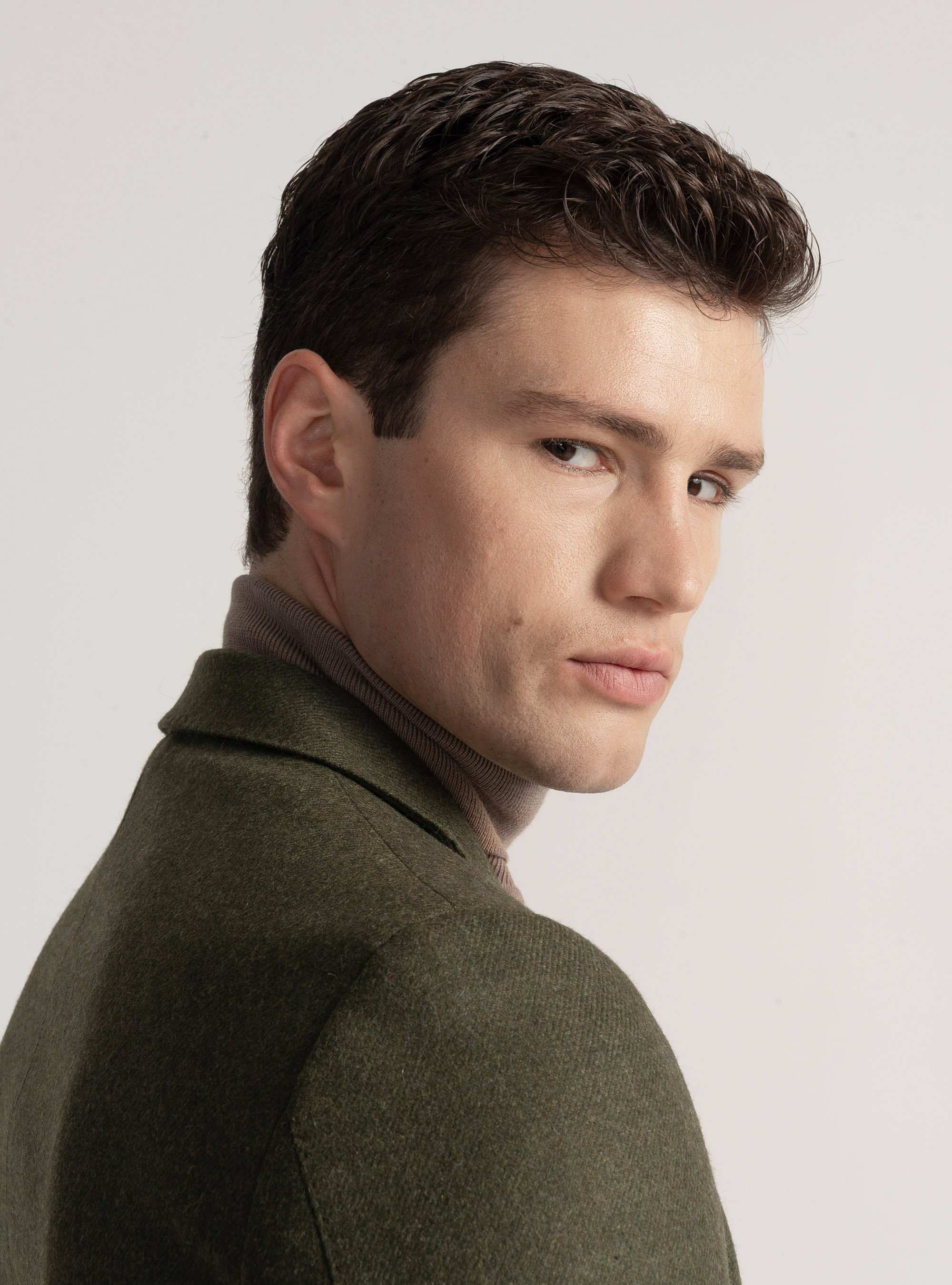 Americana de franela en mezcla de lana, VERDE