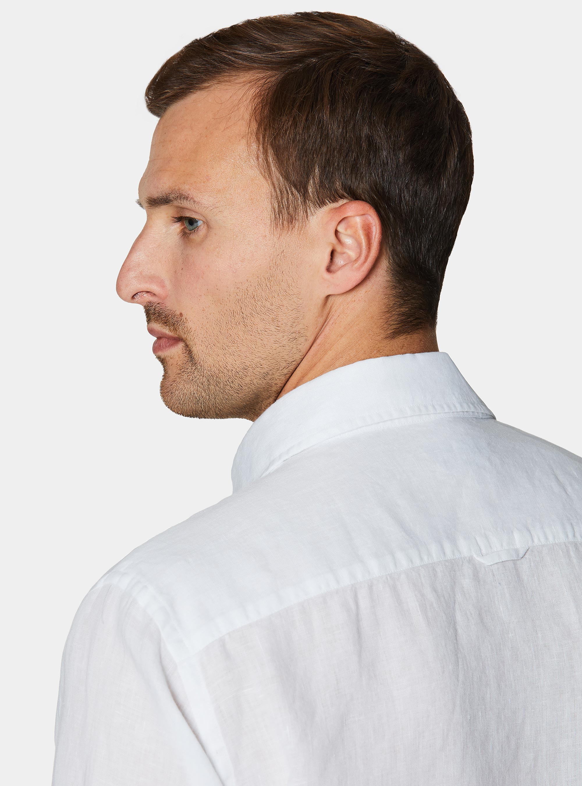 Camicia in puro lino, BIANCO
