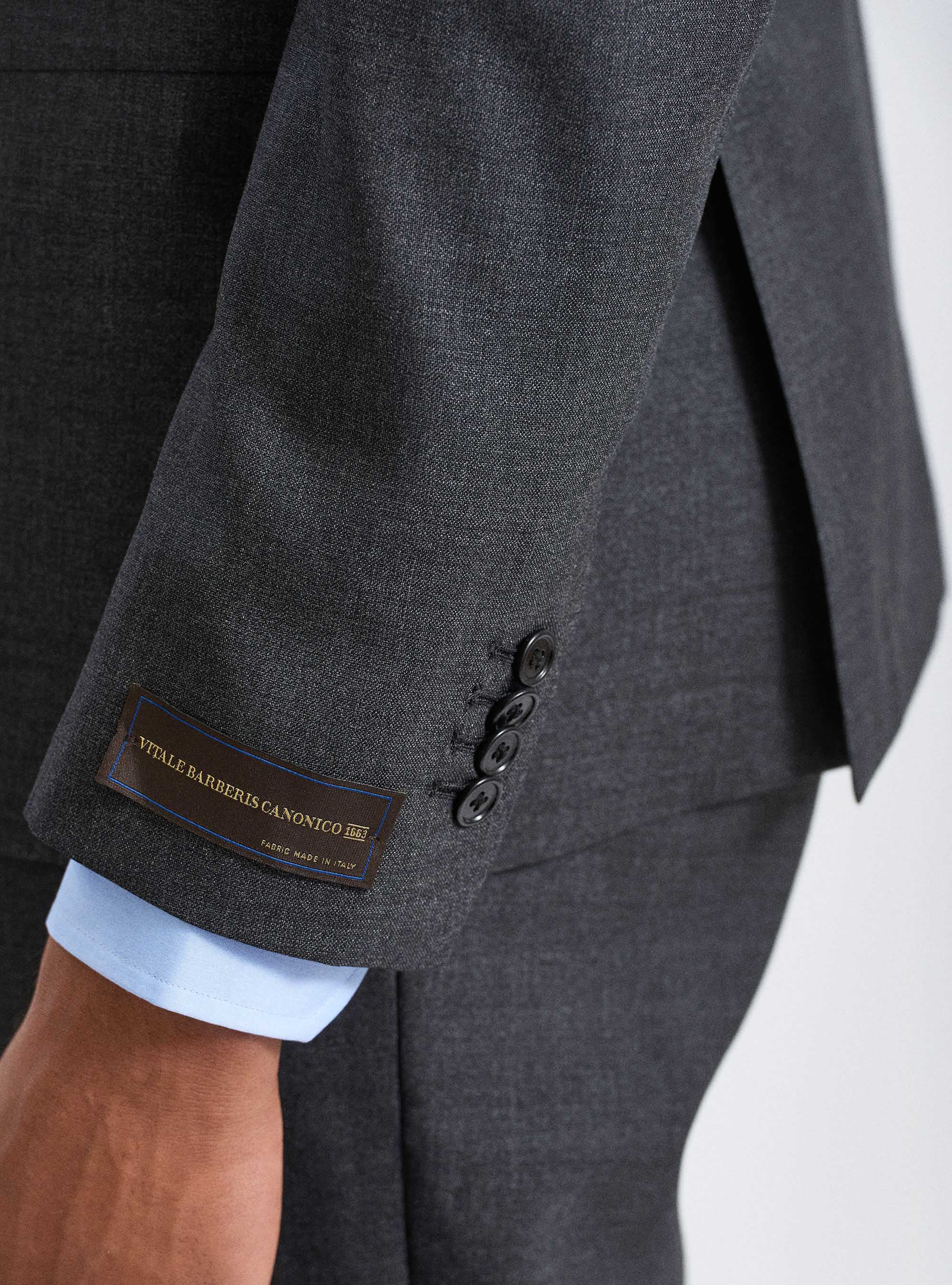 Giacca per abito in pura lana tessuto Vitale Barberis Canonico, ASFALTO