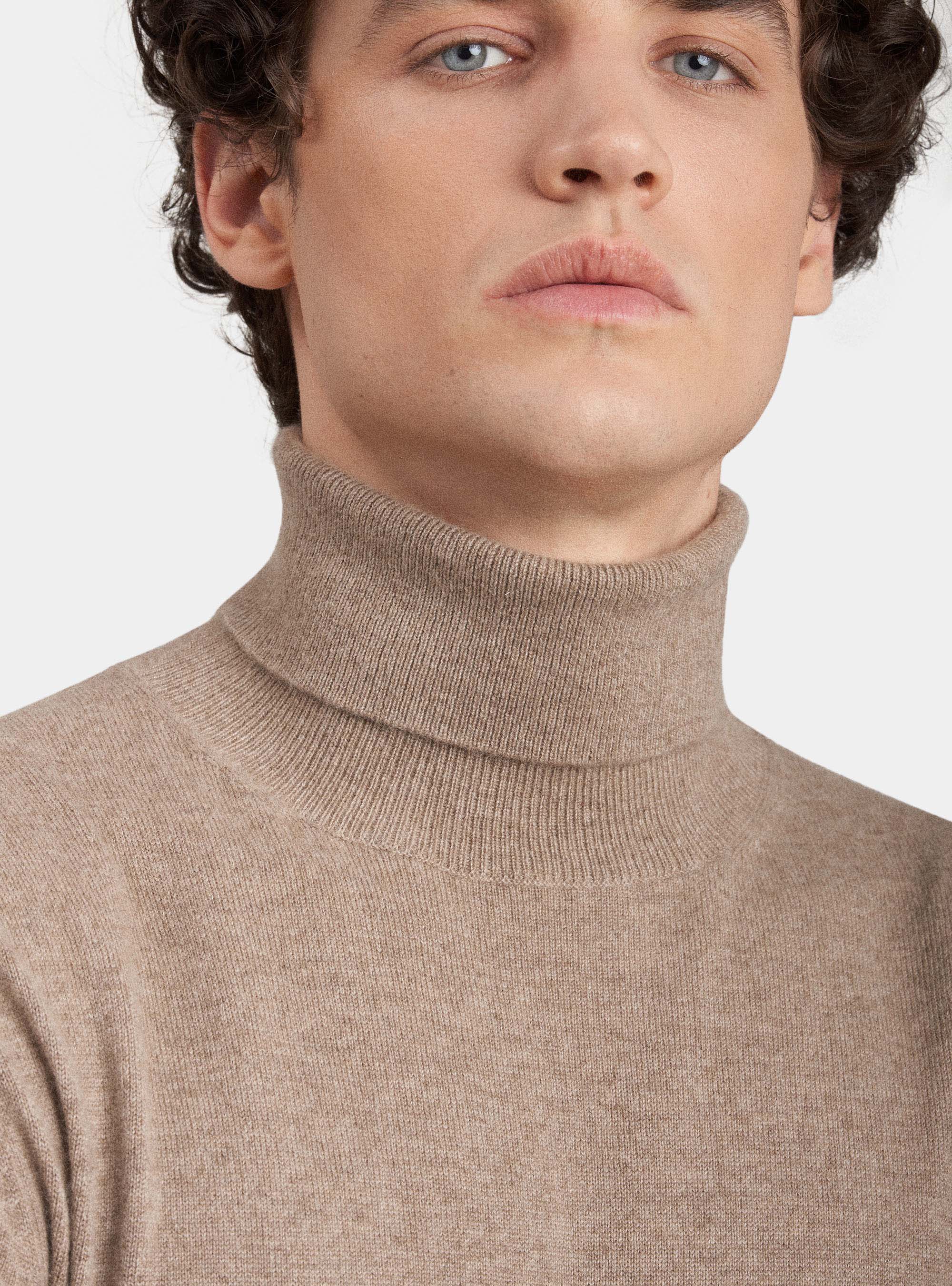High neck sweater 100% cashmere, ECRU