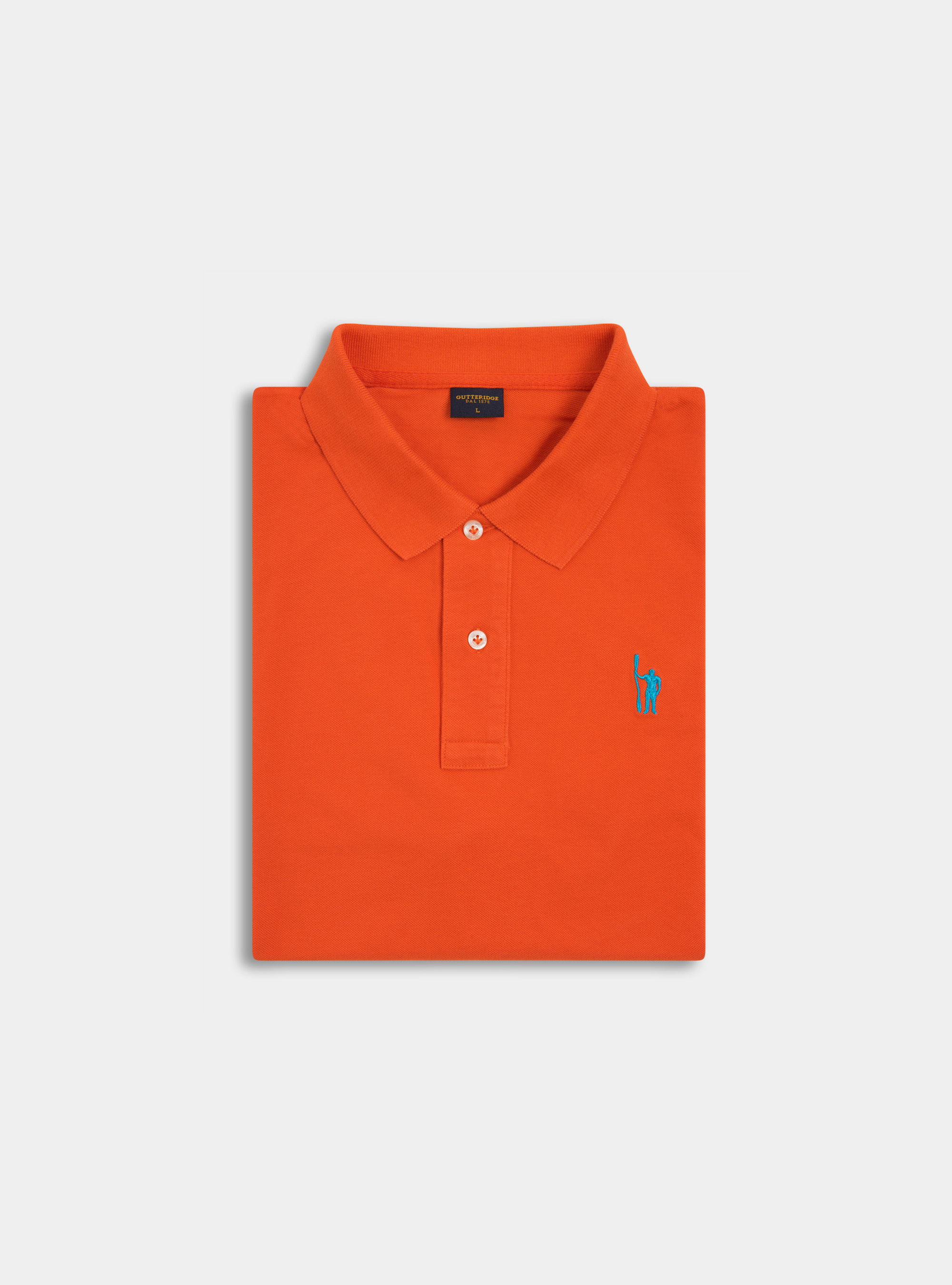 Classic cotton pique polo with embroidery, ORANGE