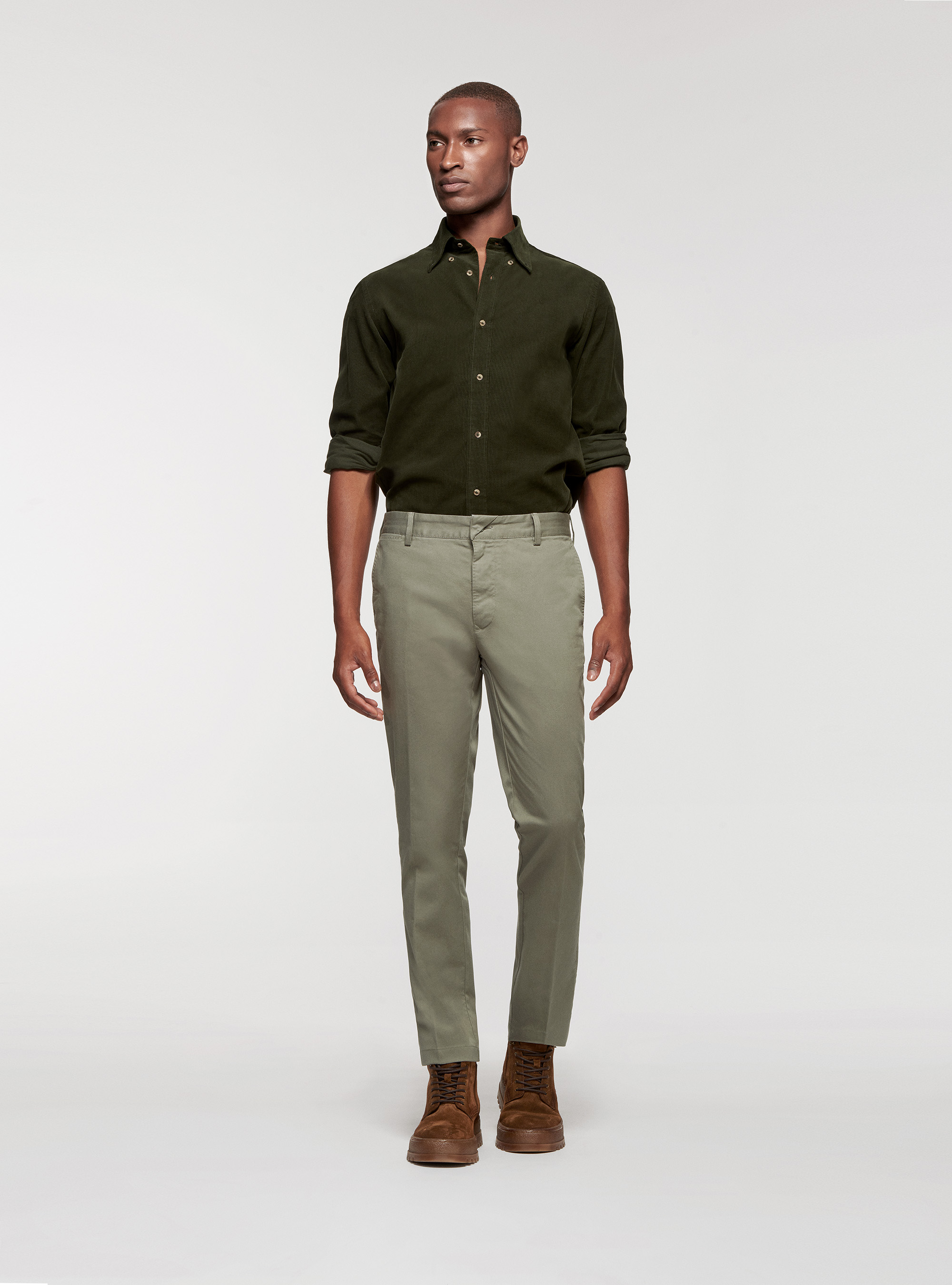 Pantaloni in twill stretch, SALVIA 0602C