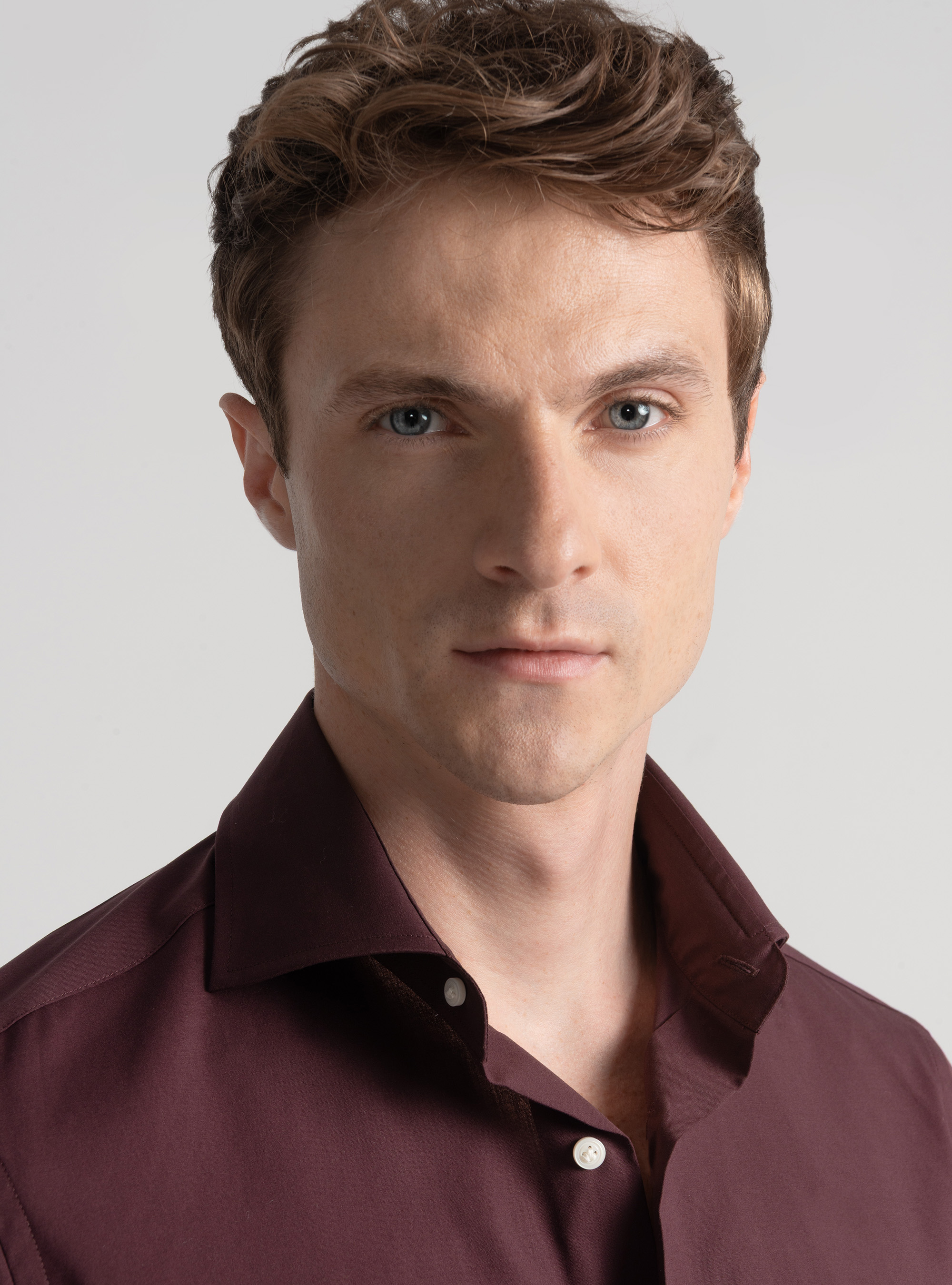 Cotton poplin stretch shirt, BORDEAUX