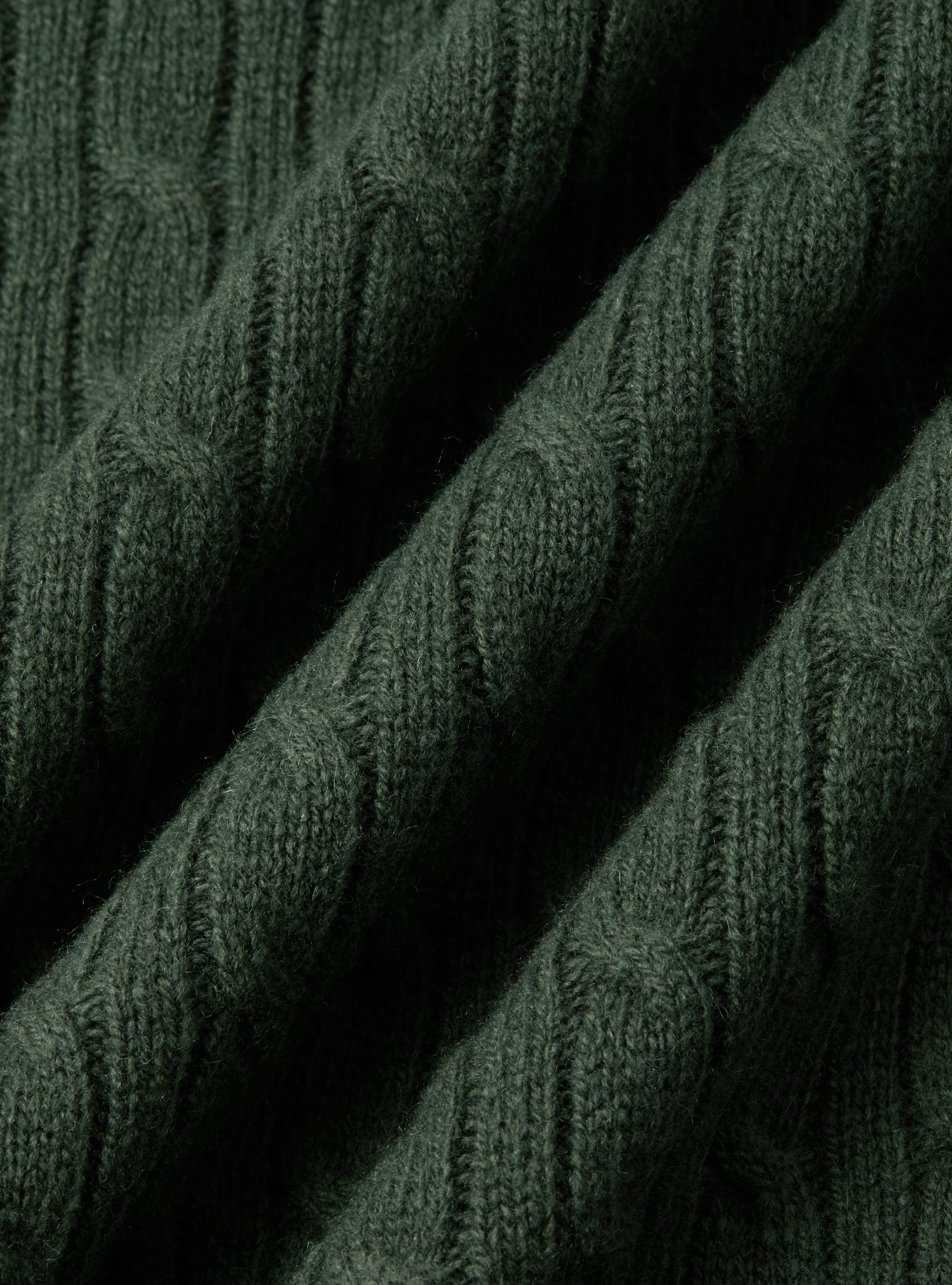 Maglia girocollo con treccia in lana e cashmere, MILITARE 0609C