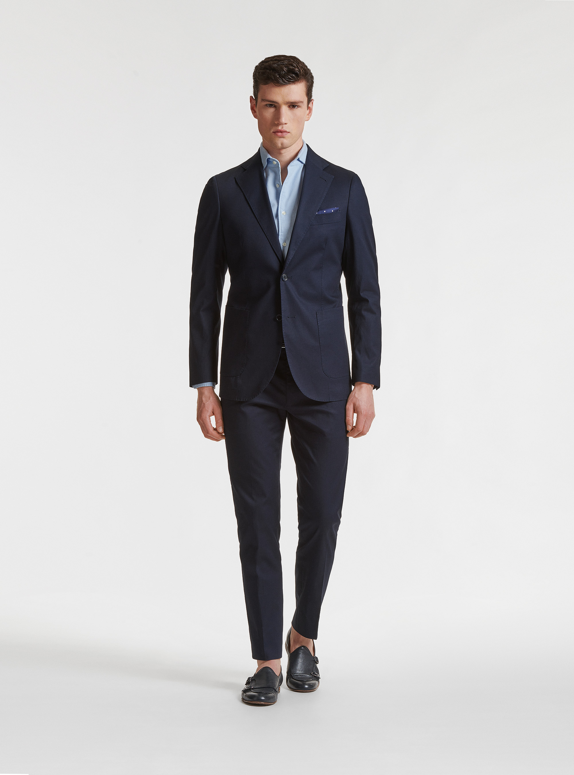 Giacca per abito in cotone armaturato, BLU NAVY