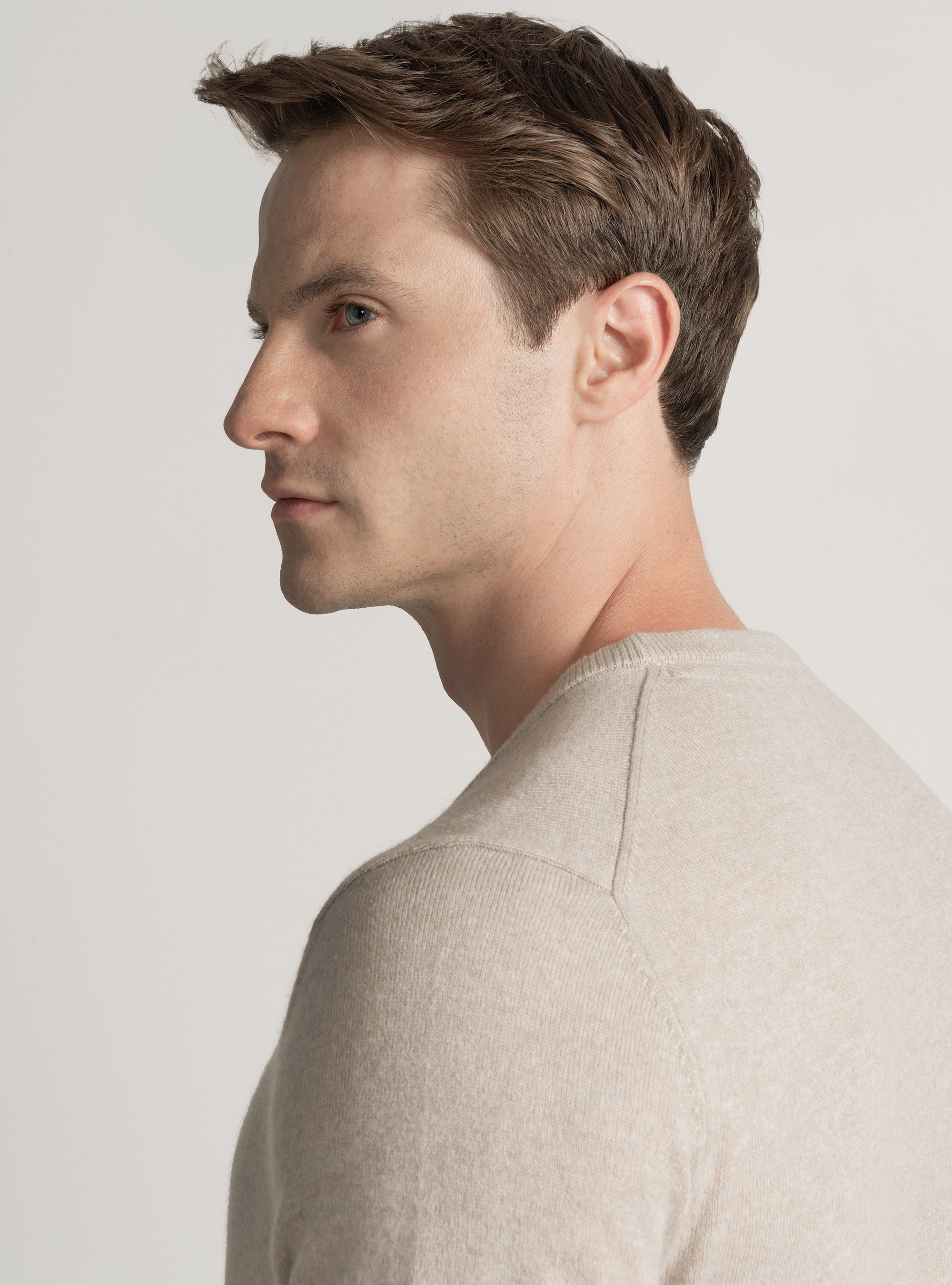 Cashmere crew-neck sweater, ECRU