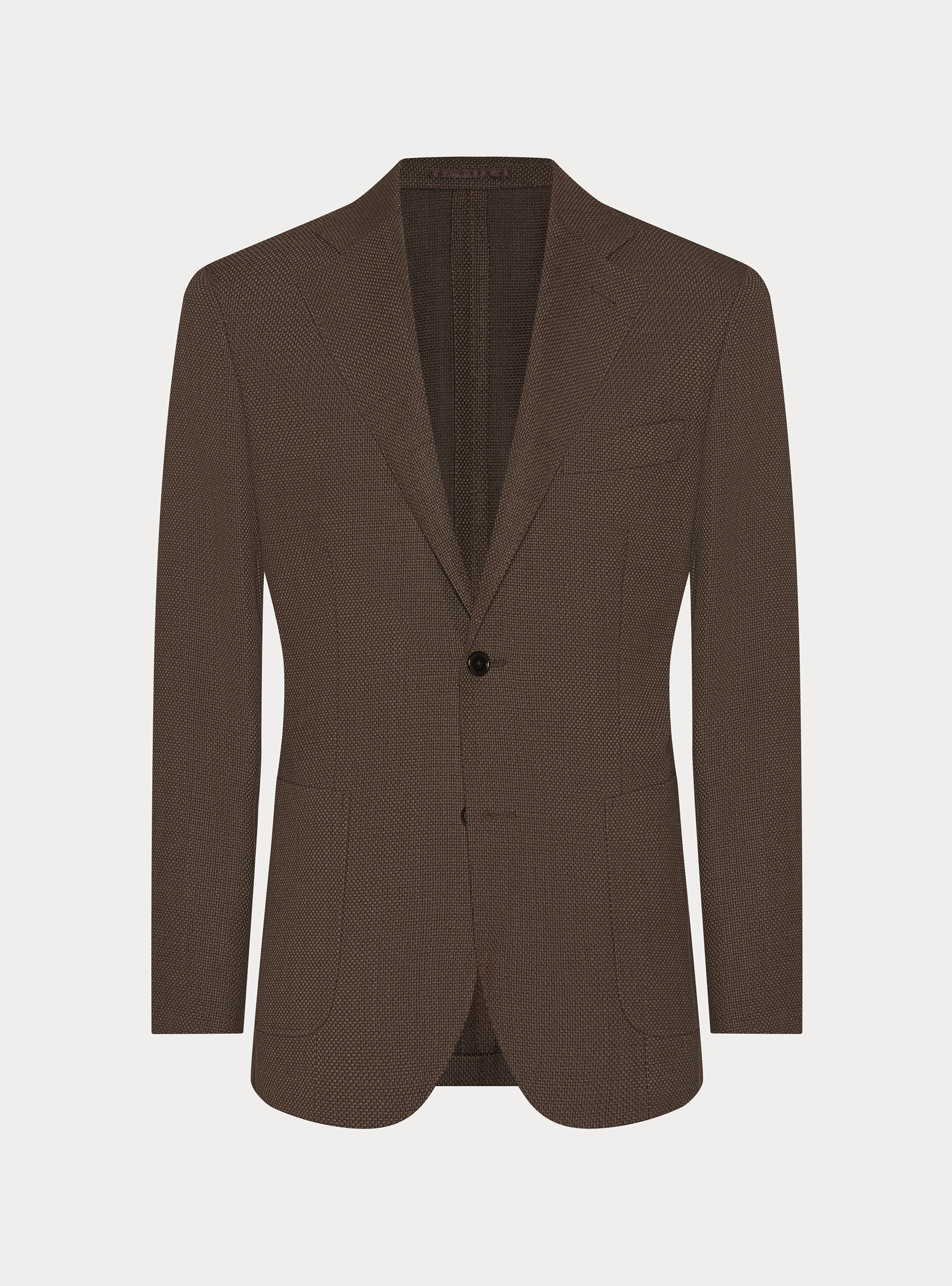 Americana de lana hopsack, MARRON