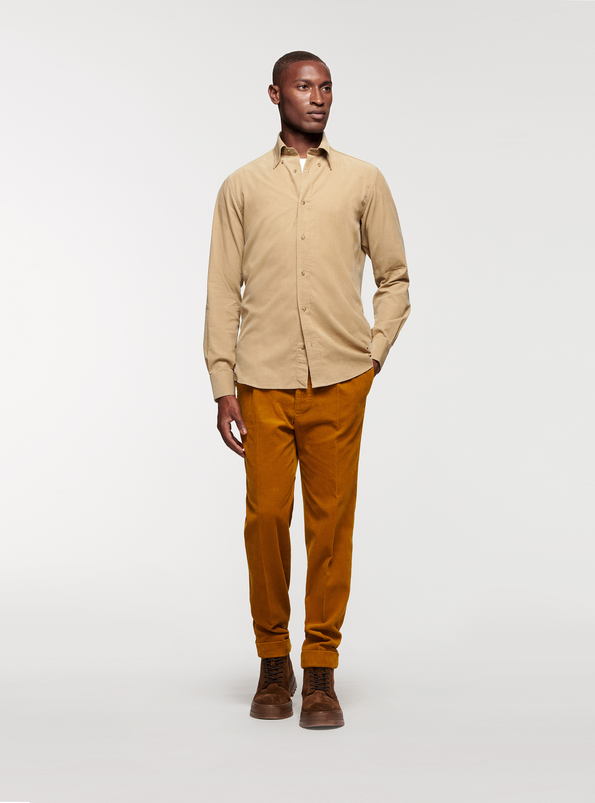 Camicia in velluto a costine, ECRU