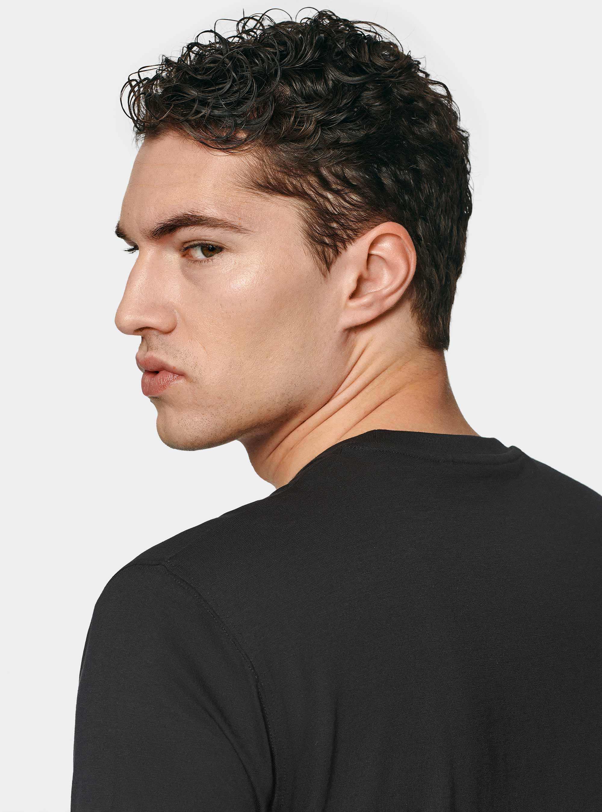 T-shirt mezza manica in cotone Supima, NERO