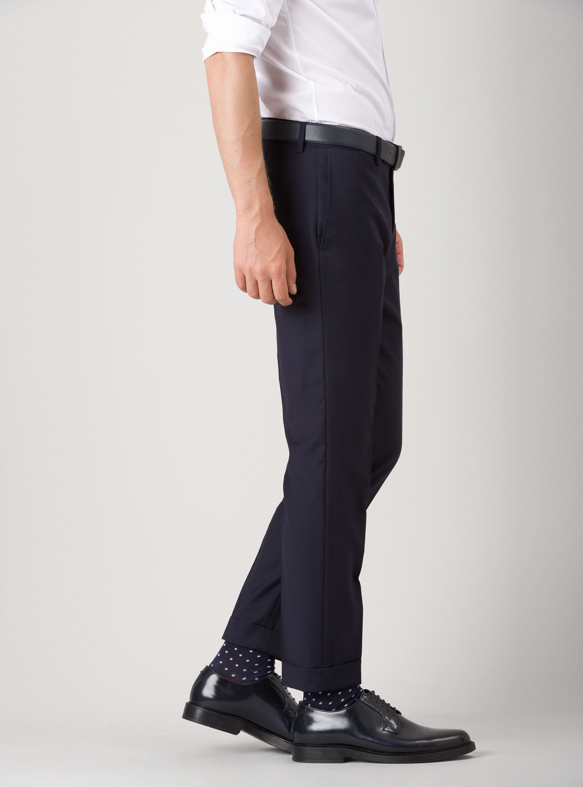 Pantaloni per abito pura lana superfine 120's, BLU NAVY