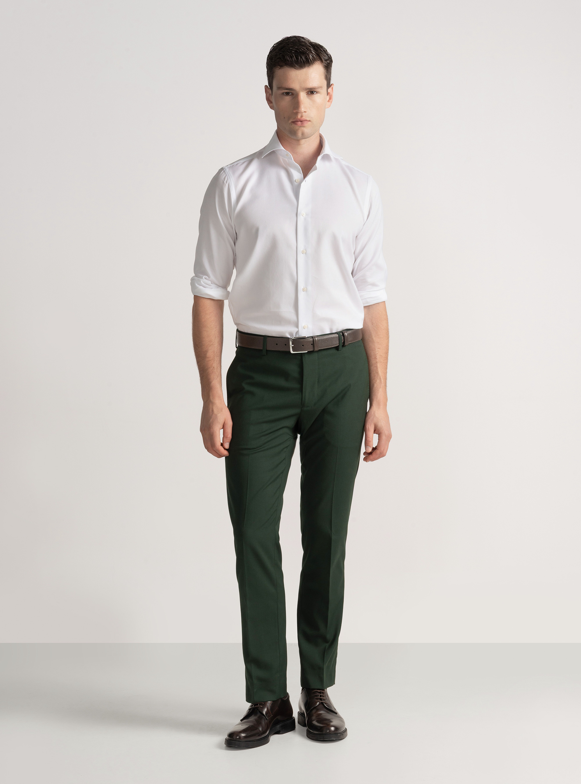 Camicia in cotone operato, BIANCO