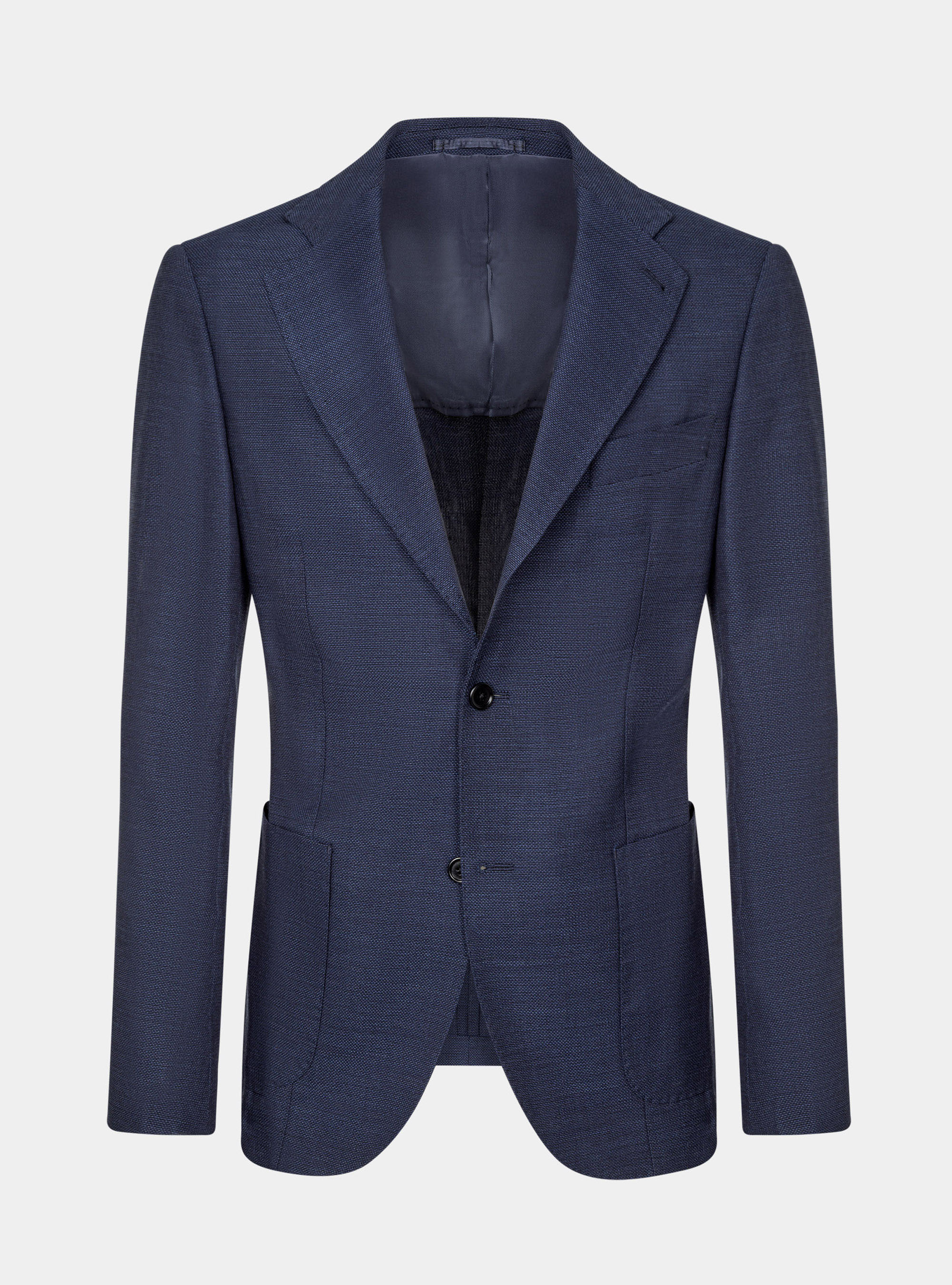 Giacca in pura lana hopsack, BLU