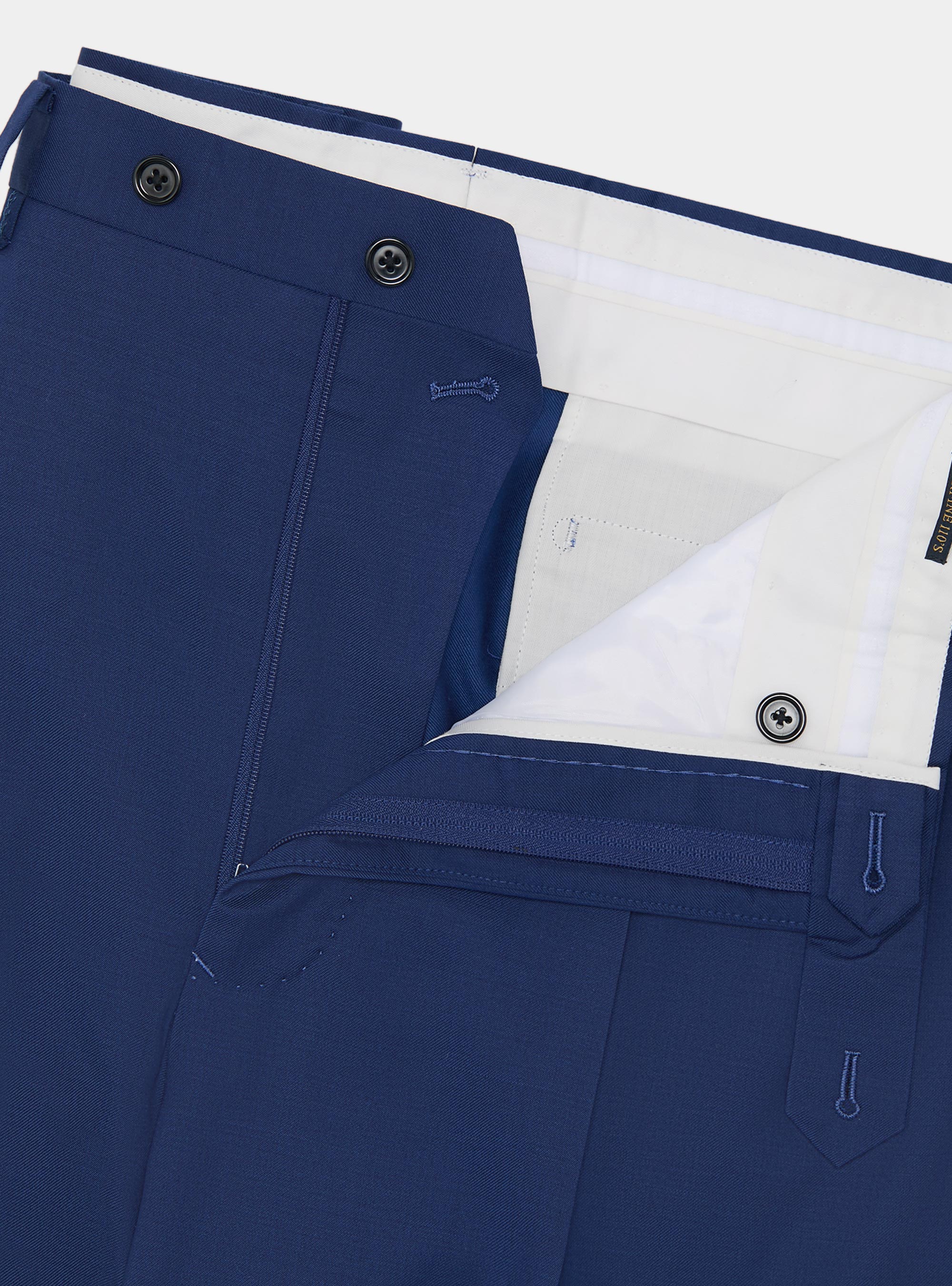 Trousers with pleats for double-breasted suit in superfine 110's Reda wool, BASALT