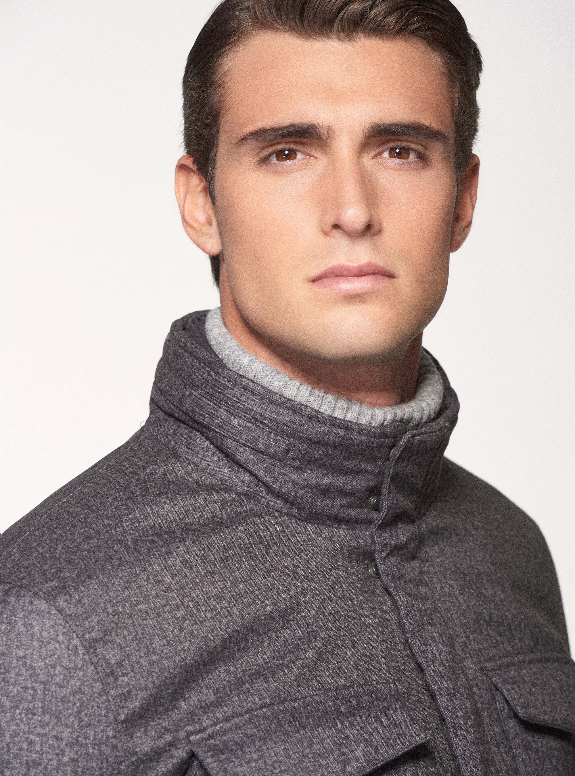 Field jacket in tessuto tecnico con pettorina, ASFALTO