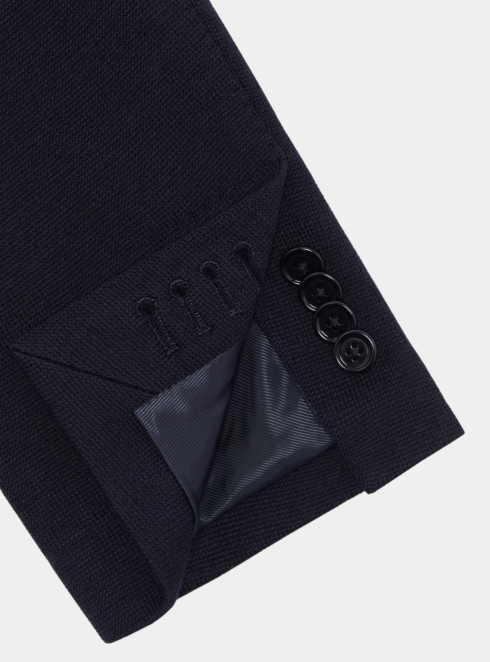 Giacca jersey in lana e cotone, BLU NAVY