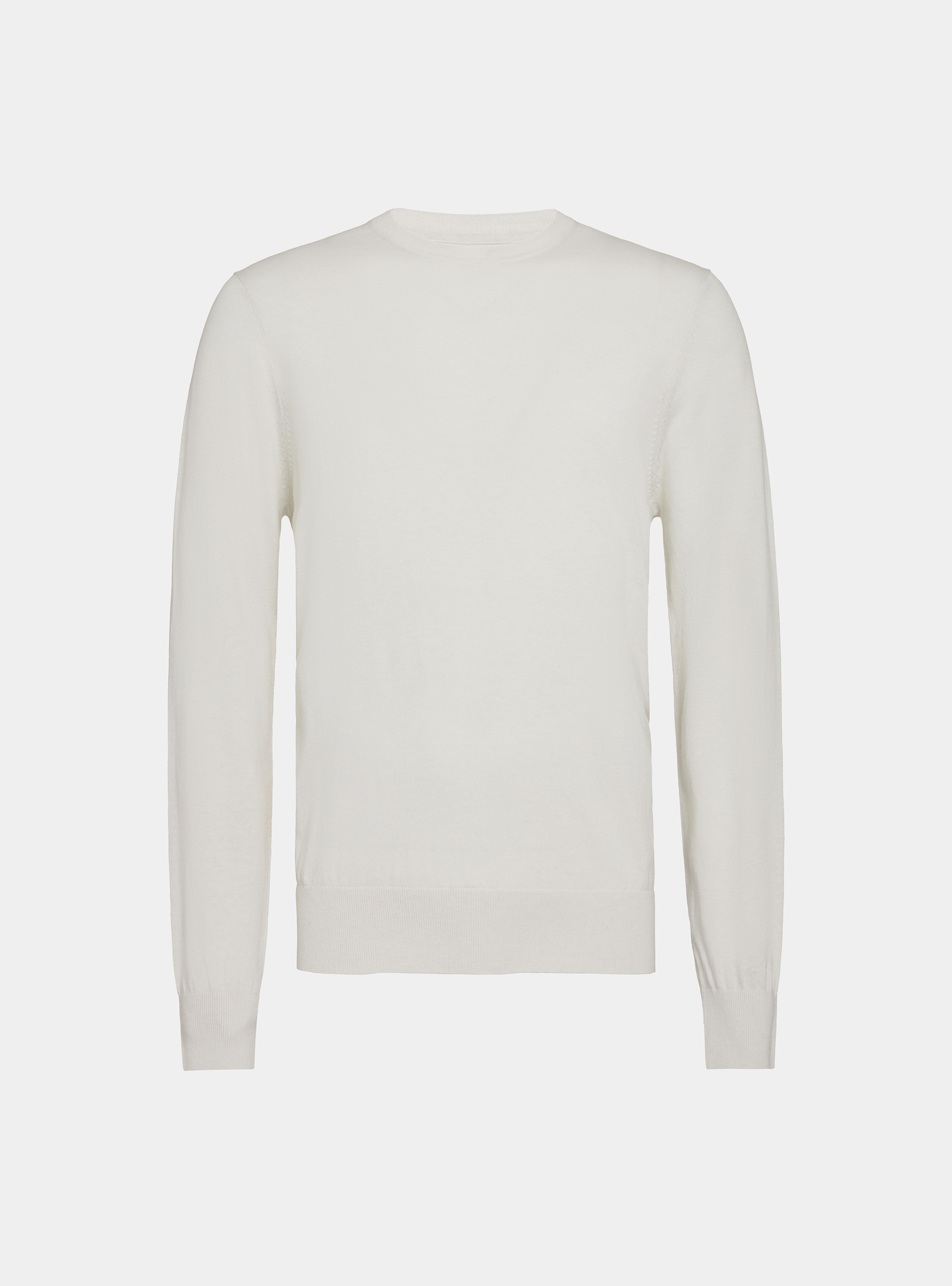 Round-neck sweater in cotton silk and cashmere, WHITE