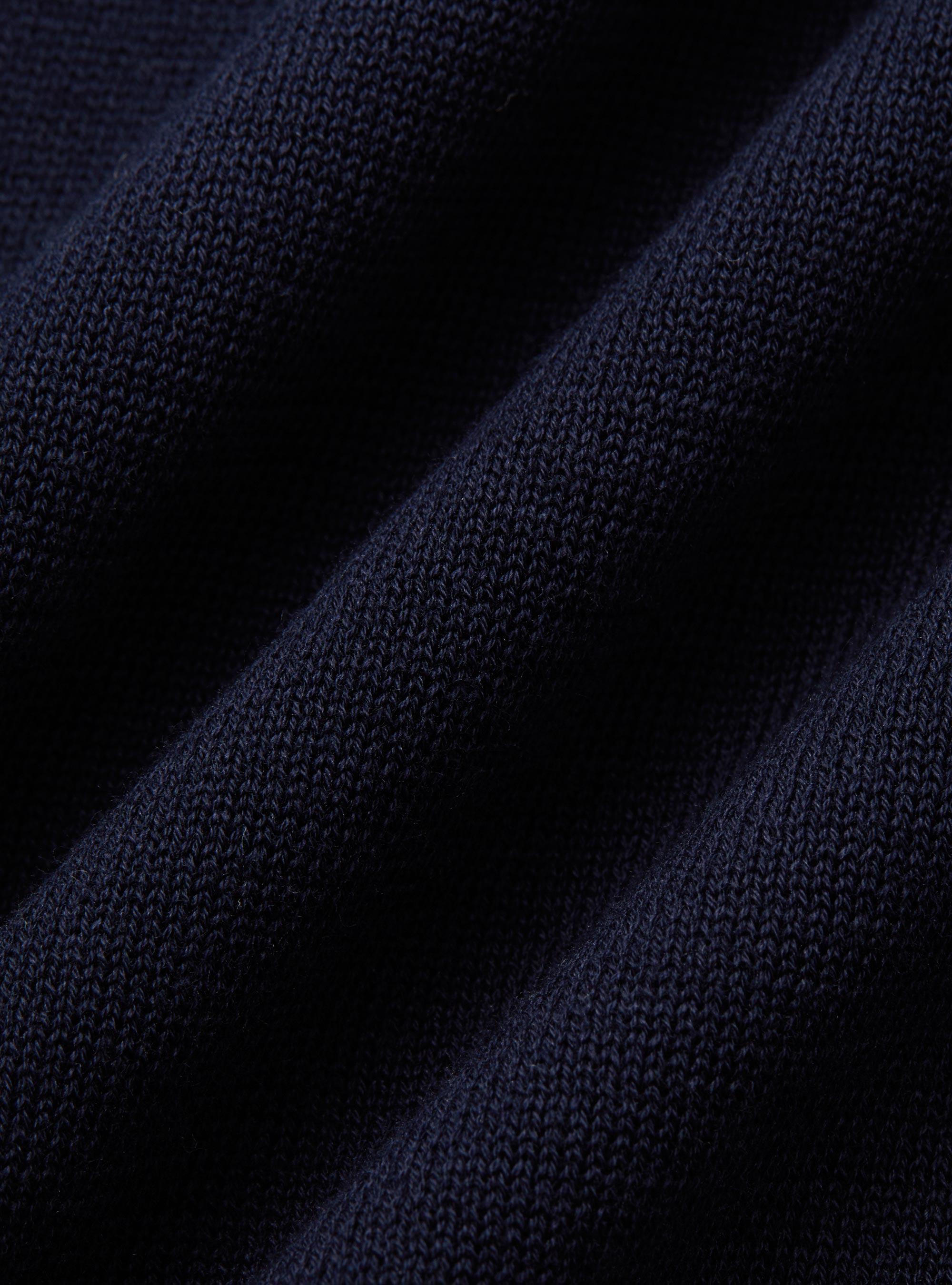 Polo in maglia senza bottoni in cotone extrafine, BLU NAVY