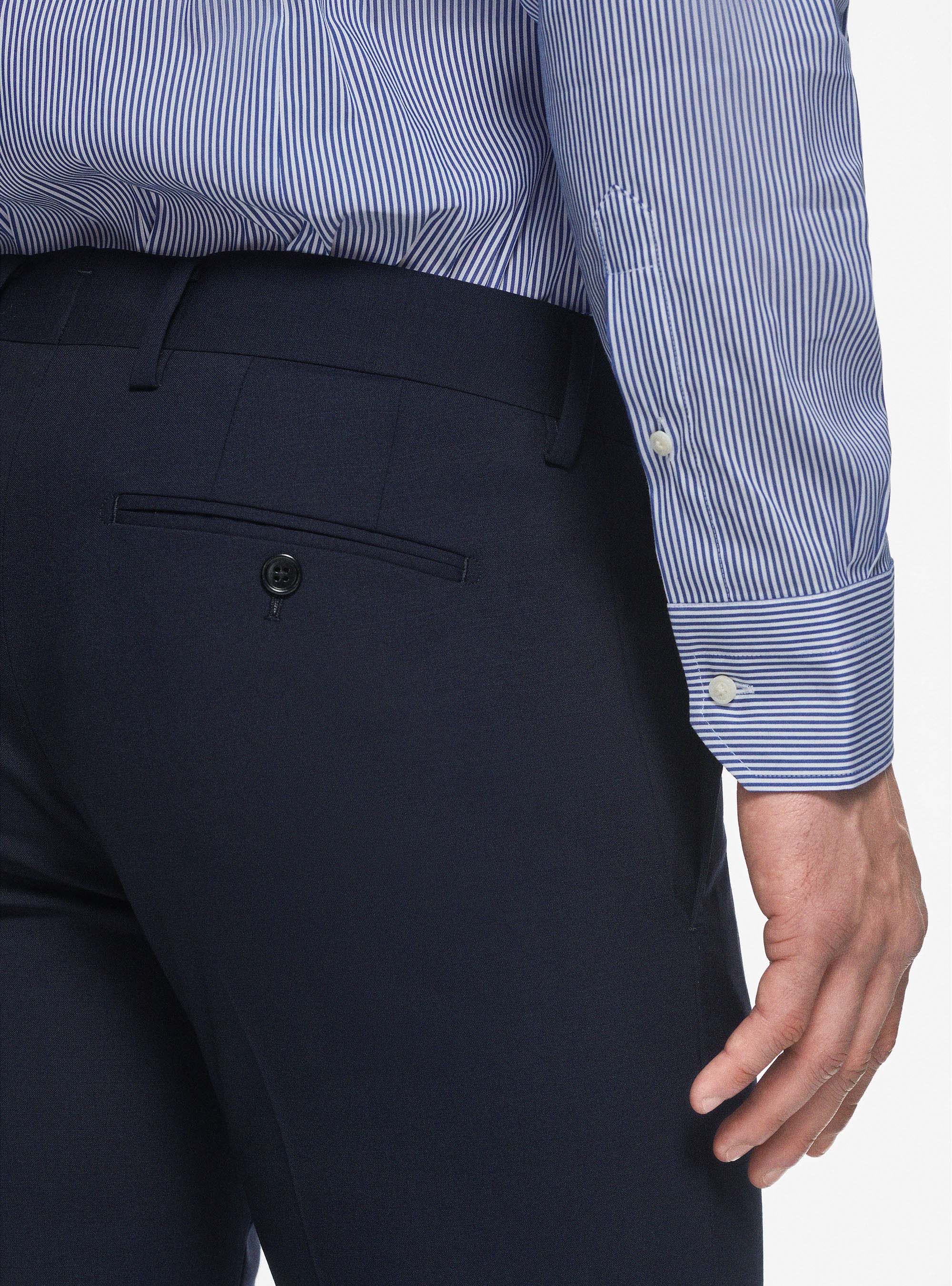 Pantaloni in pura lana superfine 120, BLU NAVY