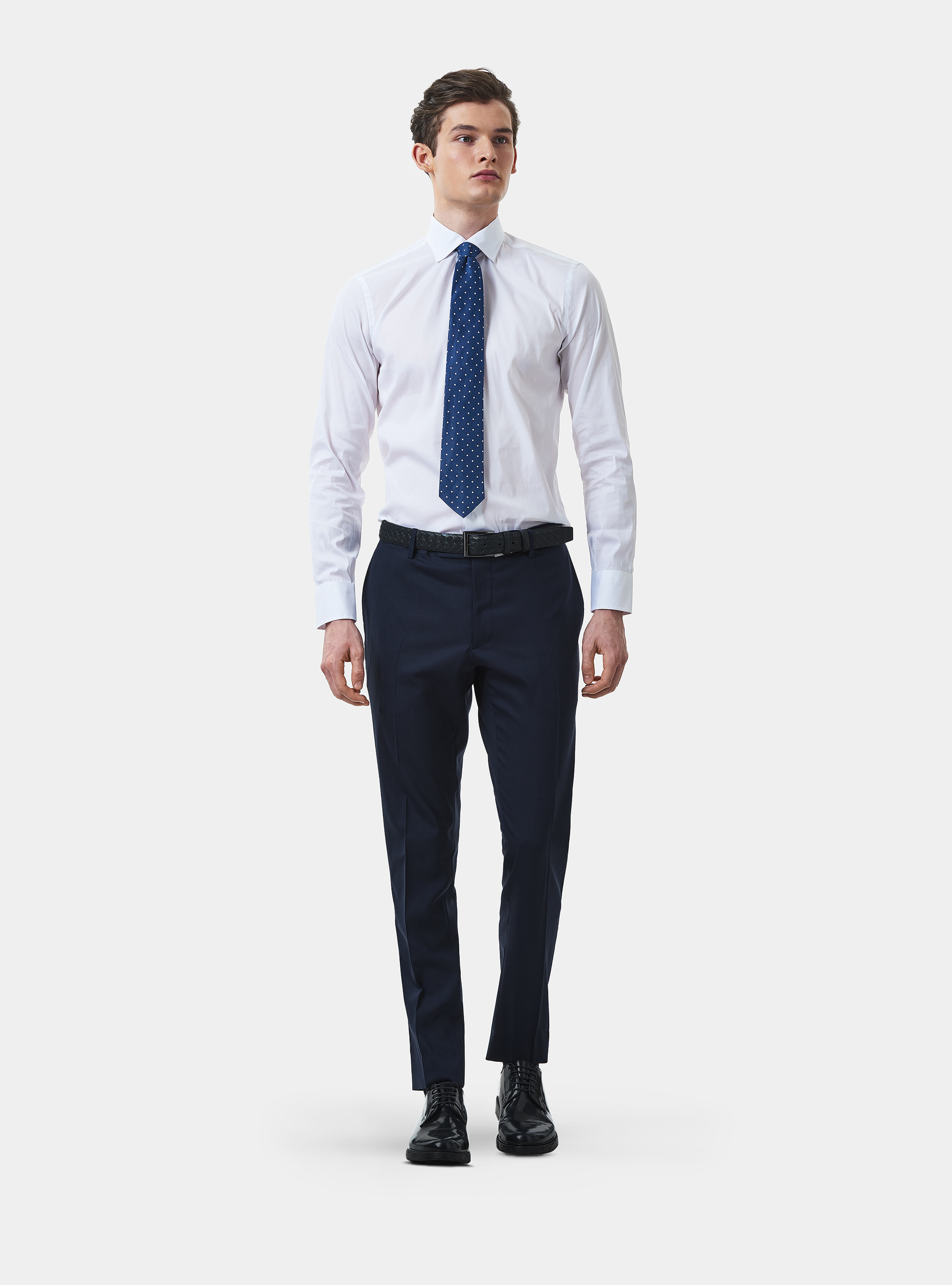 Pantaloni per abito in lana travelwear, BLU NAVY