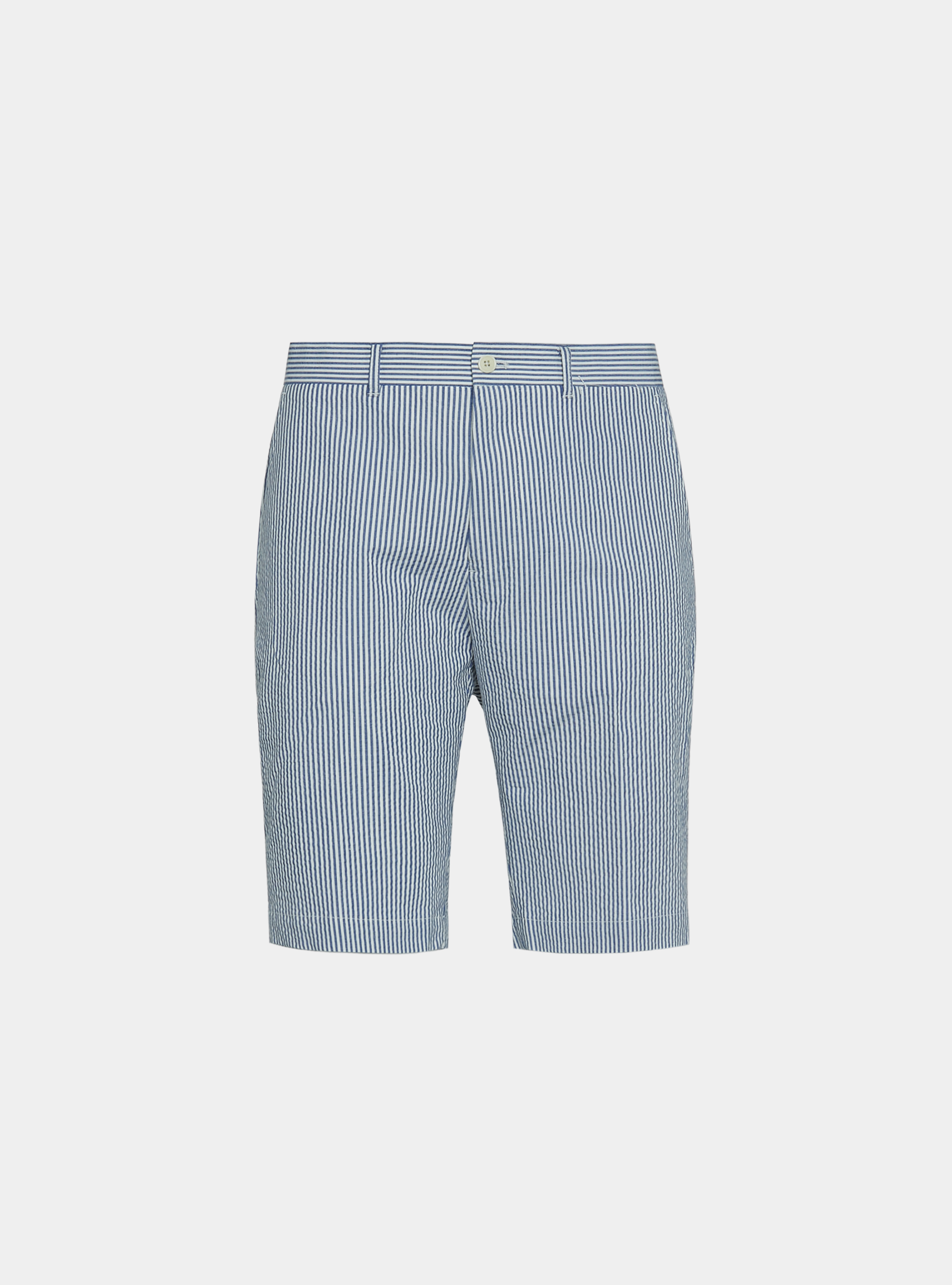 Bermuda en coton seersucker extensible, BLEU