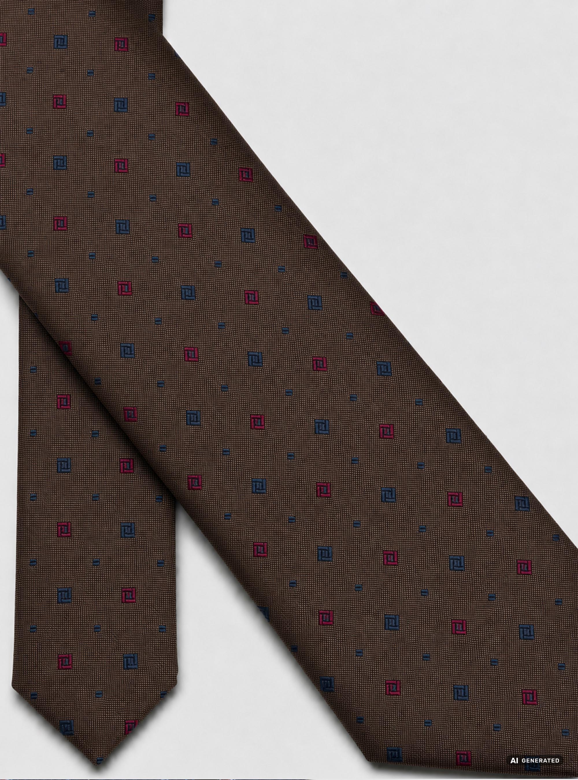 Cravatta in seta jacquard microfantasia, BROWN