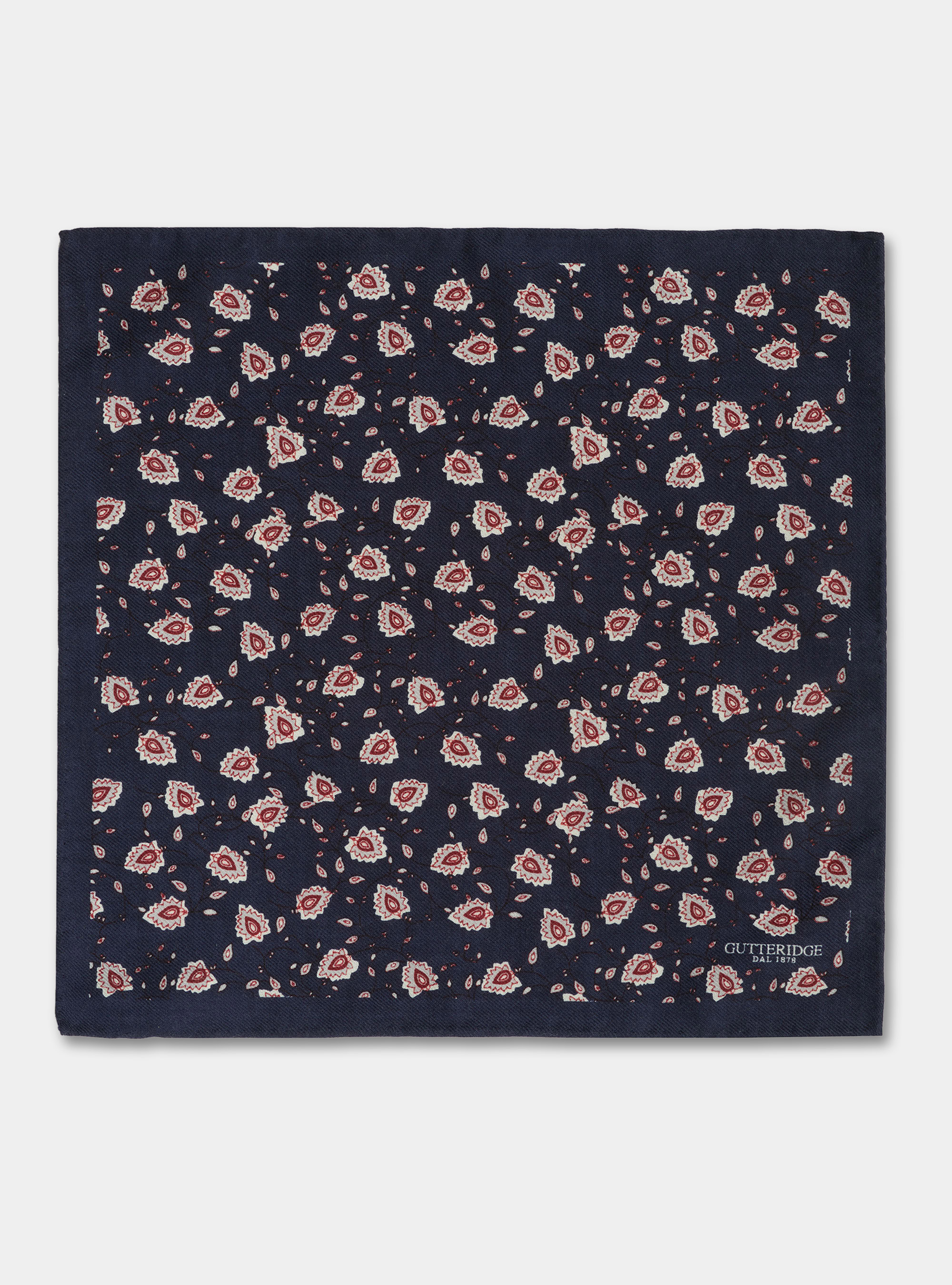 Pochette in lana stampa a fiori, BLU NAVY