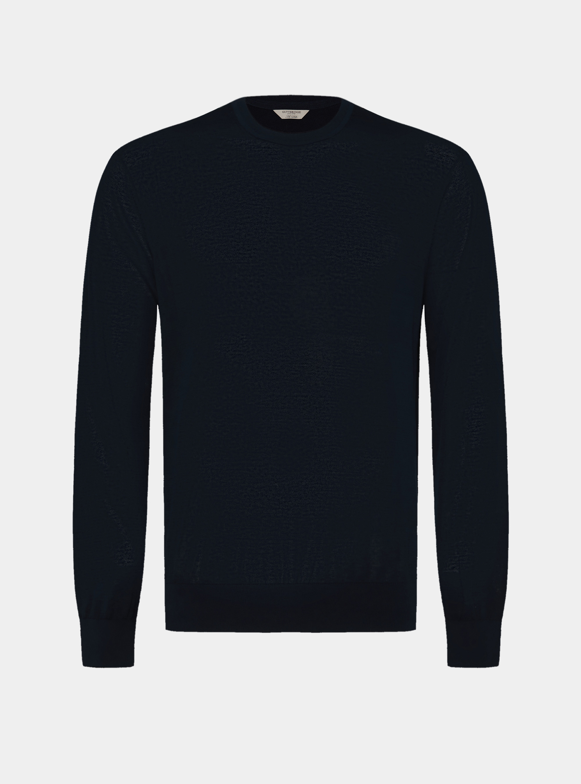 Cotton and silk crew neck sweater, NAVY BLUE