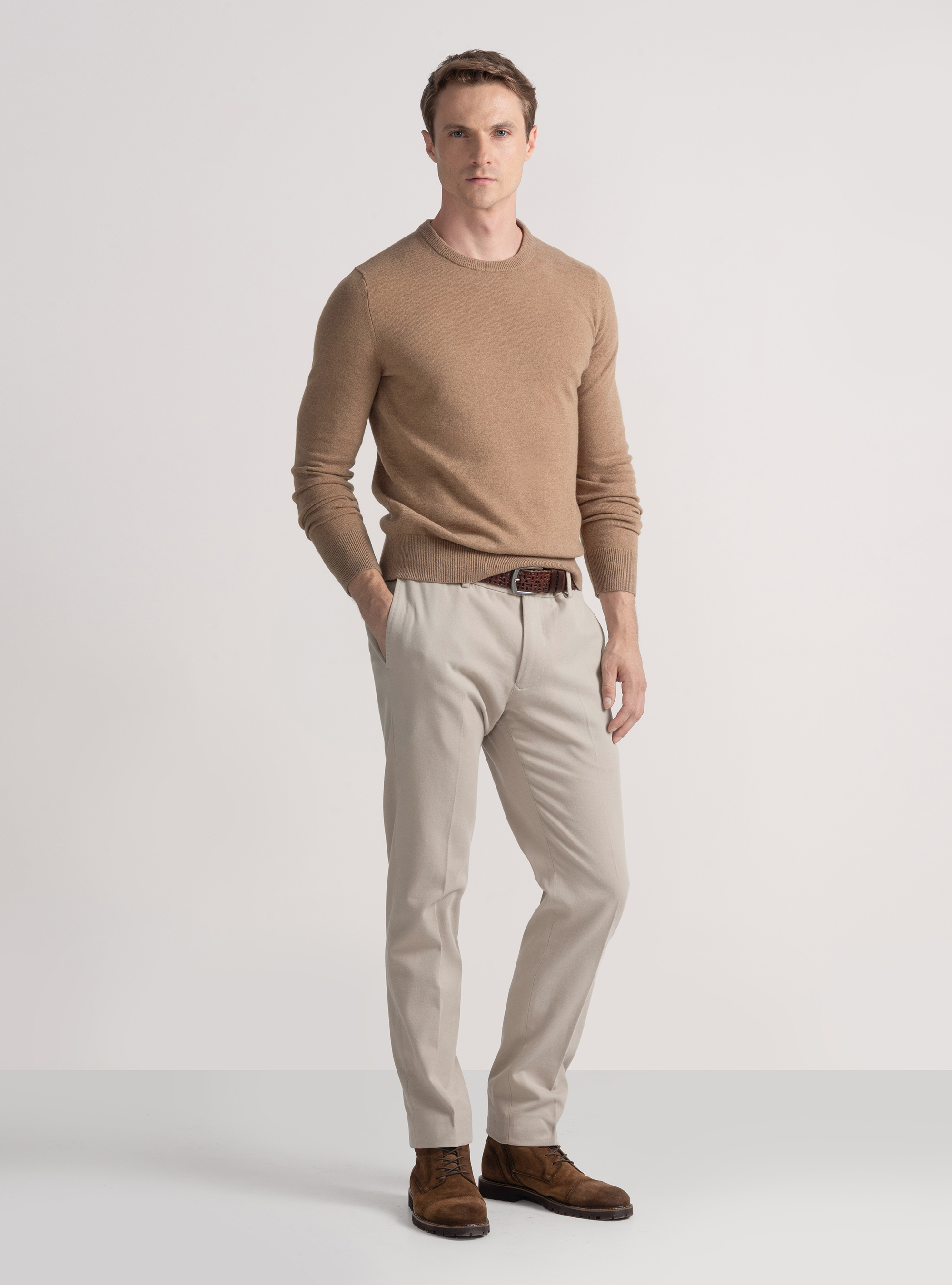 Trikot mit Rundhalsausschnitt aus Lambswool und Kaschmir, CAMMELLO 0570C