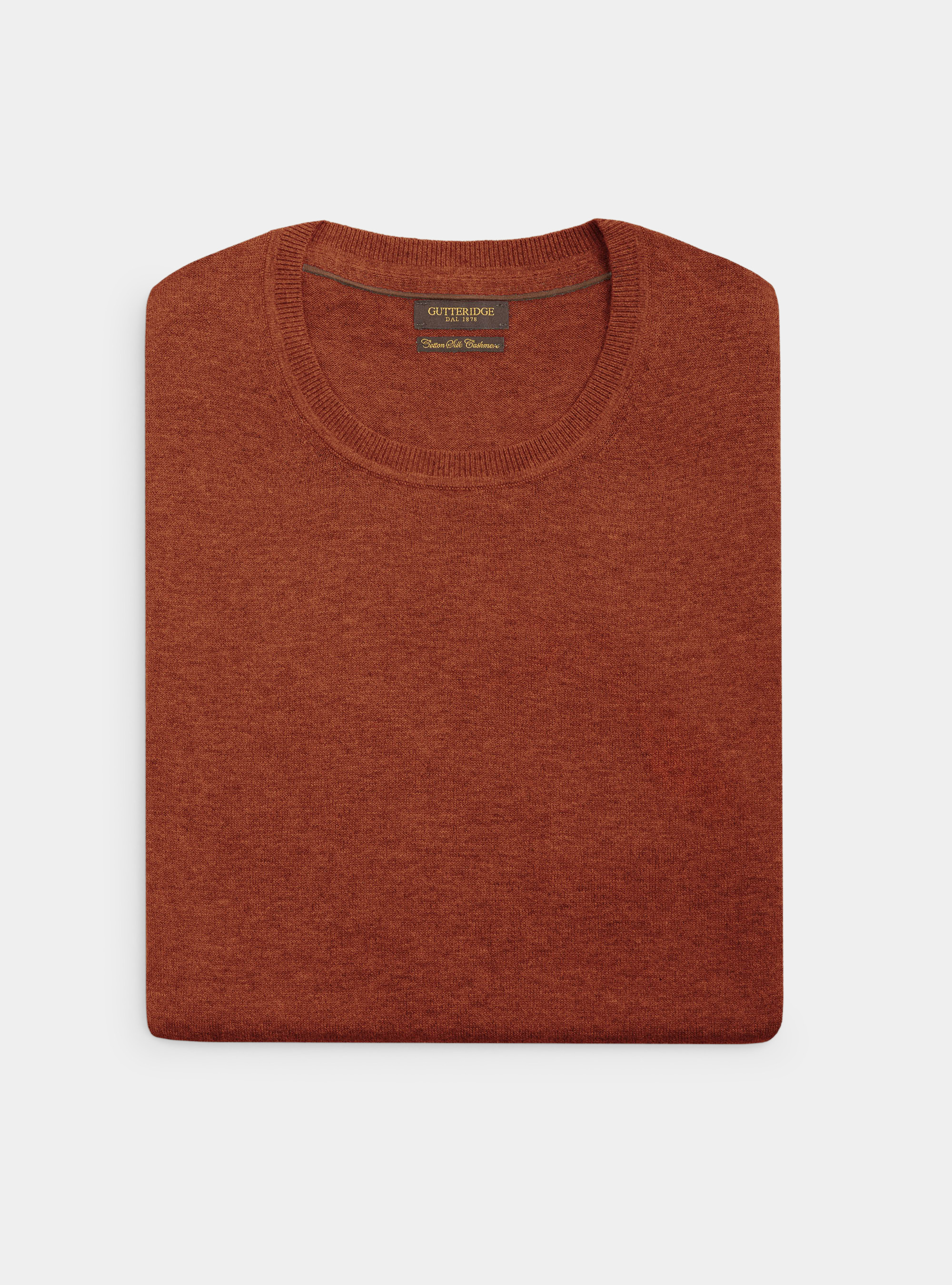 Jersey de punto de algod&oacute;n y cachemira de cuello redondo., ARCILLA
