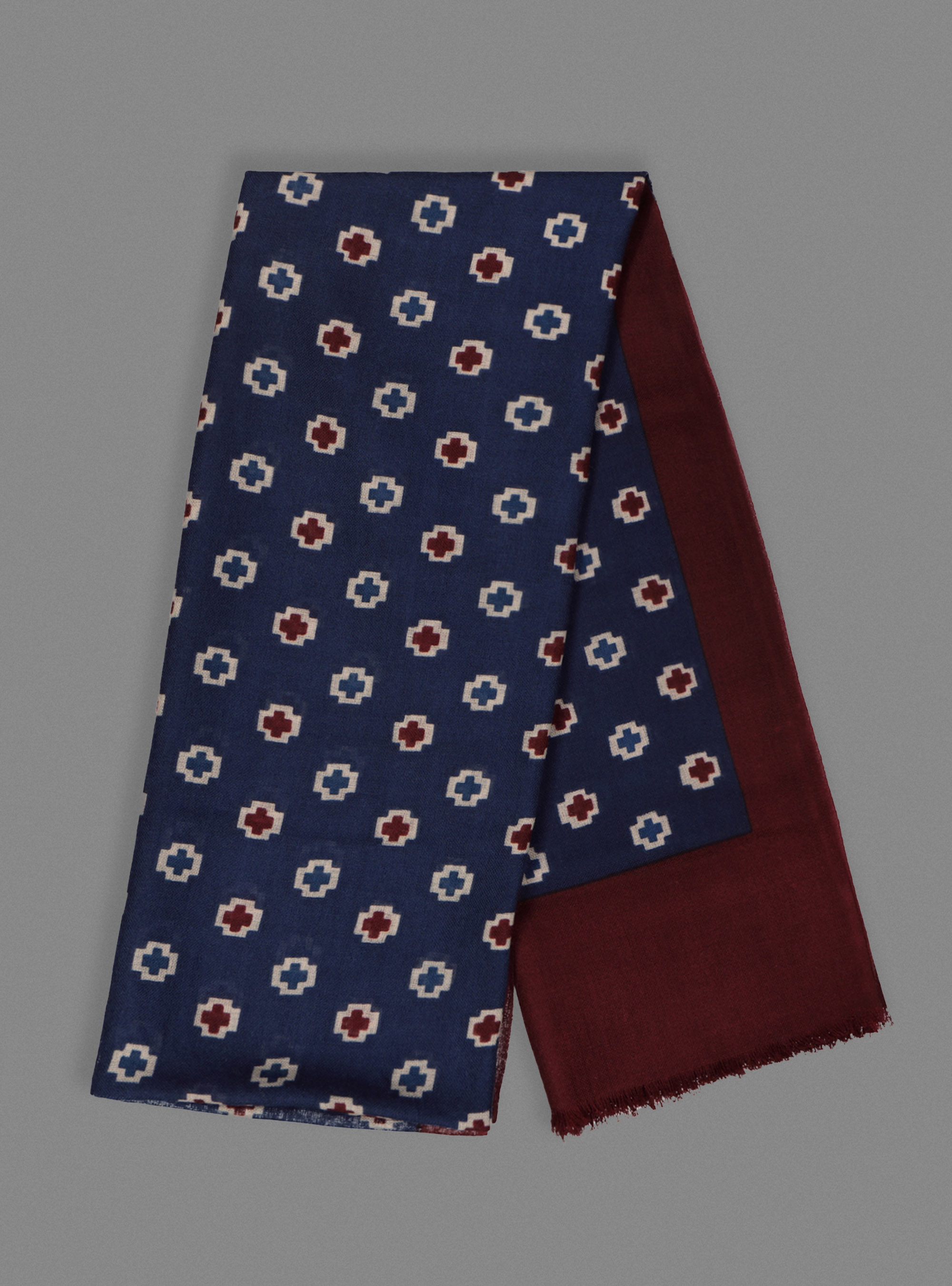 Sciarpa in lana con fantasia, NAVY BLUE