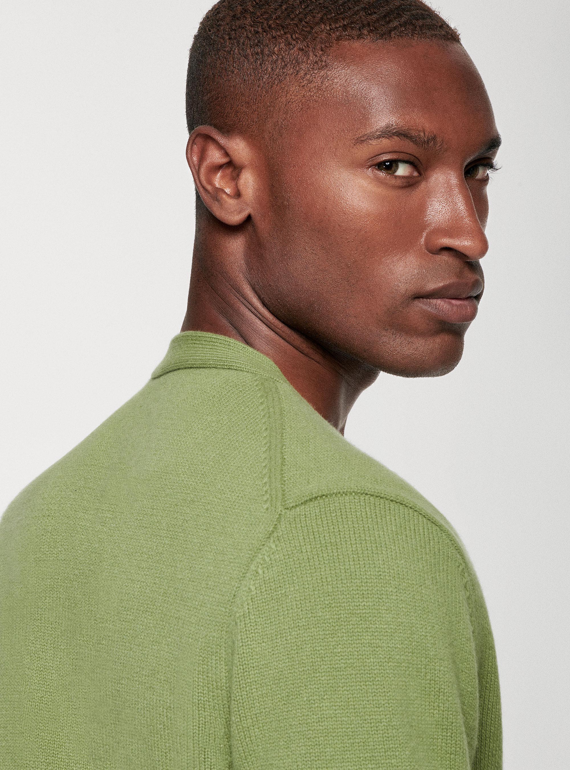 Cardigan in lana lambswool e cashmere, OLIVA