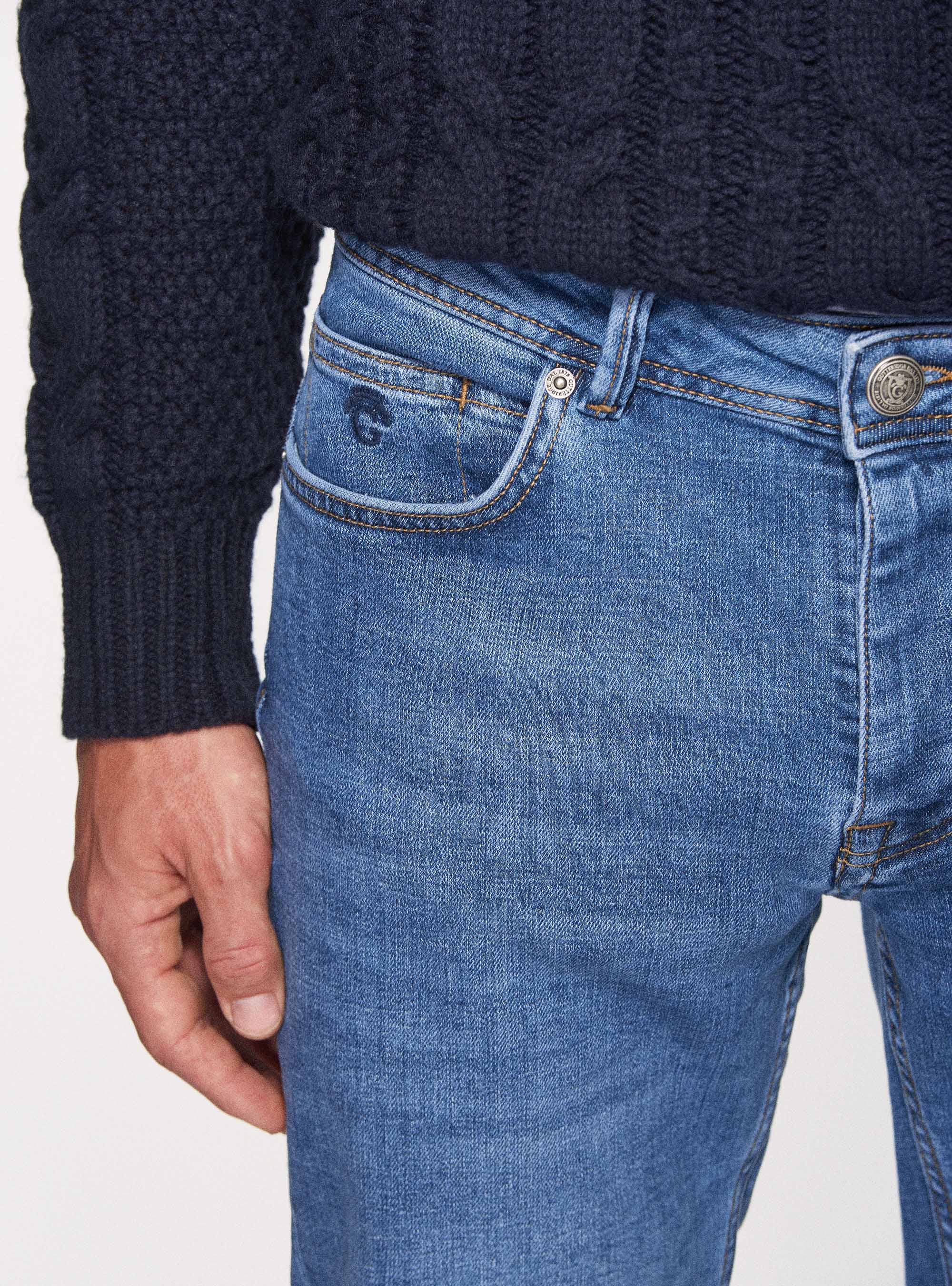 Regular fit washed jeans, BLUE