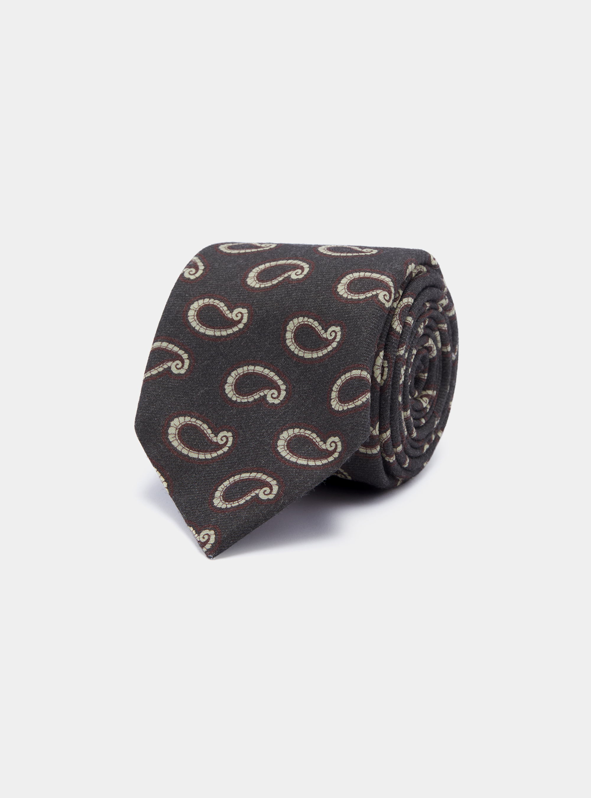 Patterned wool tie, GREEN