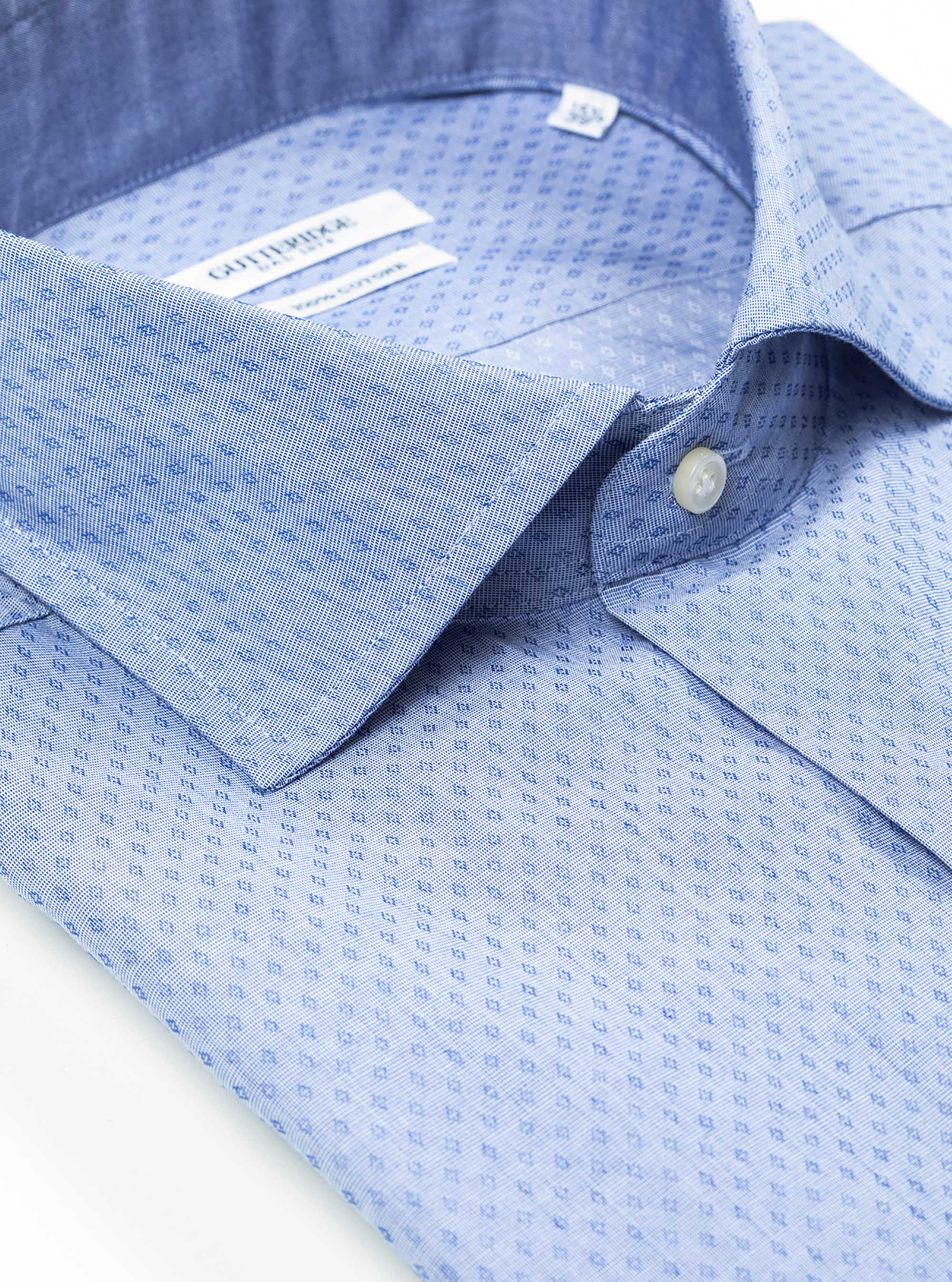 Chemise &agrave; col fran&ccedil;ais en coton fil coup&eacute;, BLEU CIEL