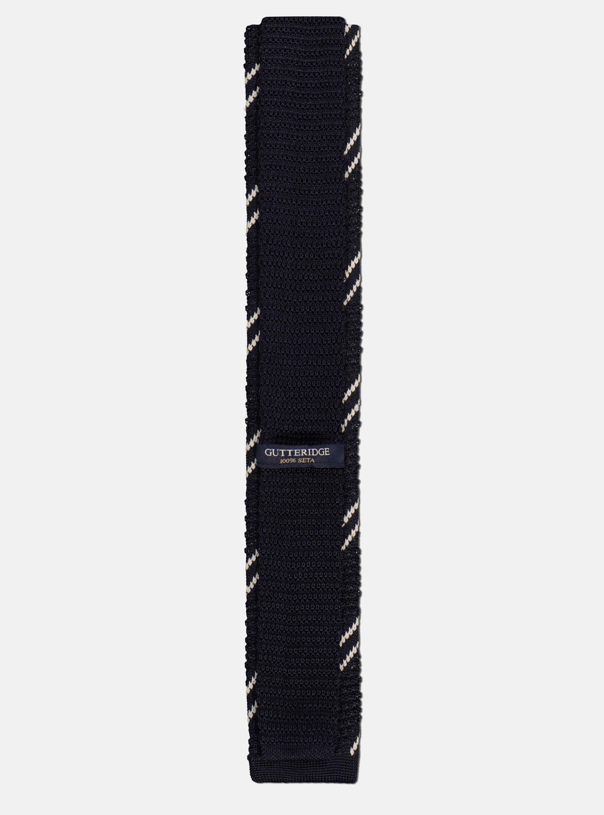 Knitted diagonal stripes tie, NAVY BLUE