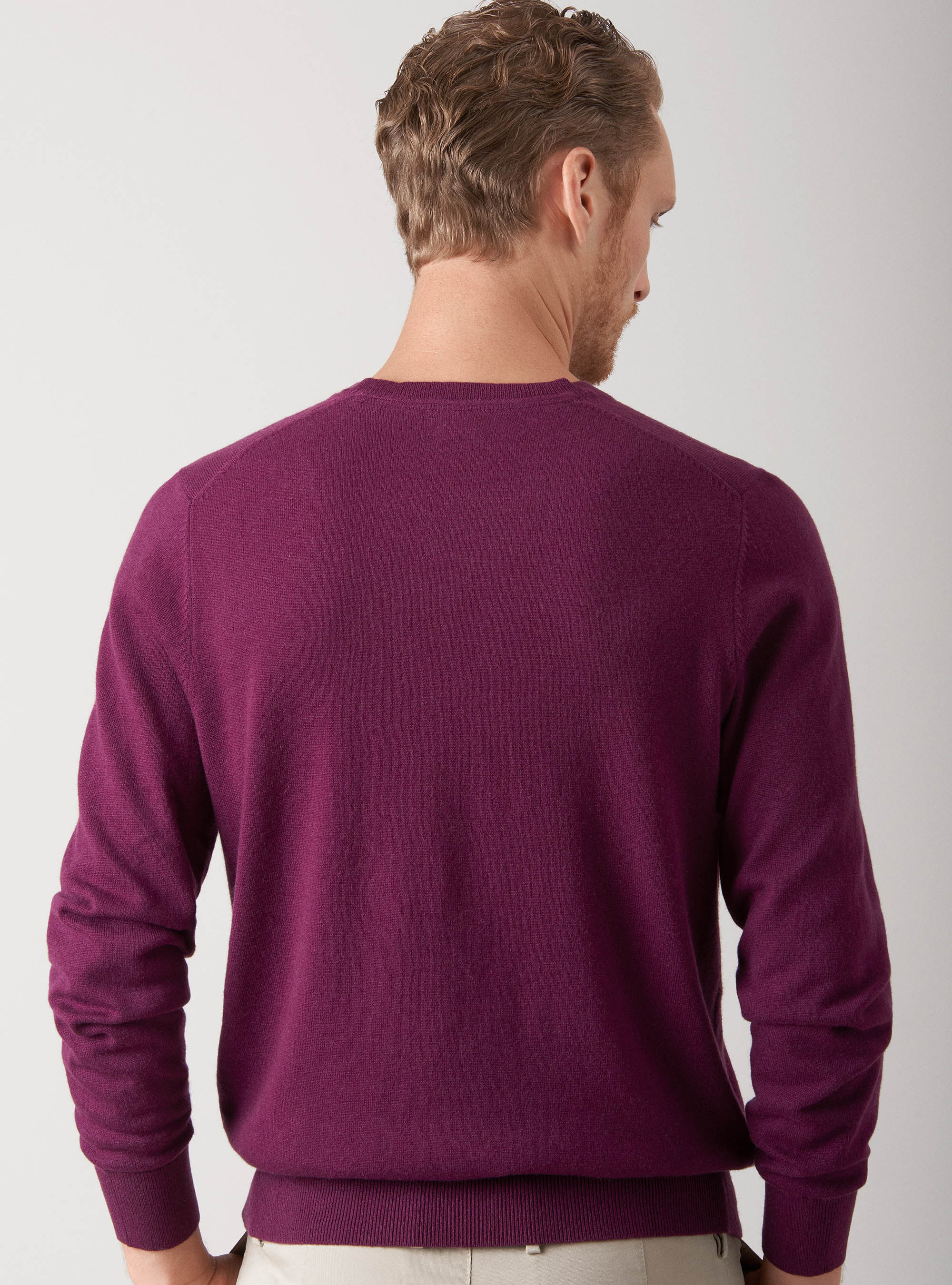 Maglia girocollo in lana lambswool e cashmere, VIOLA CHIARO