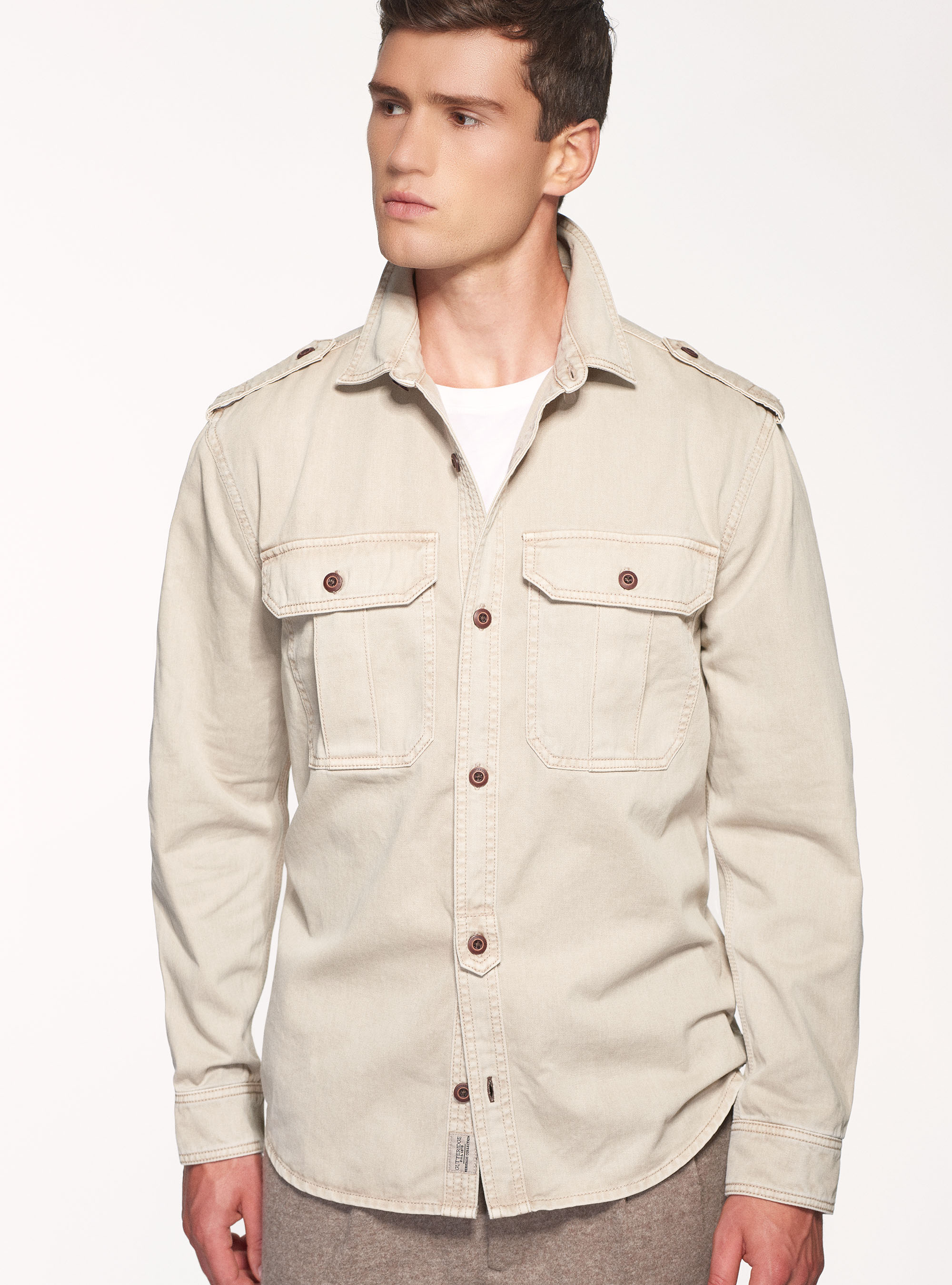 Giacca stile camicia in twill garment dyed