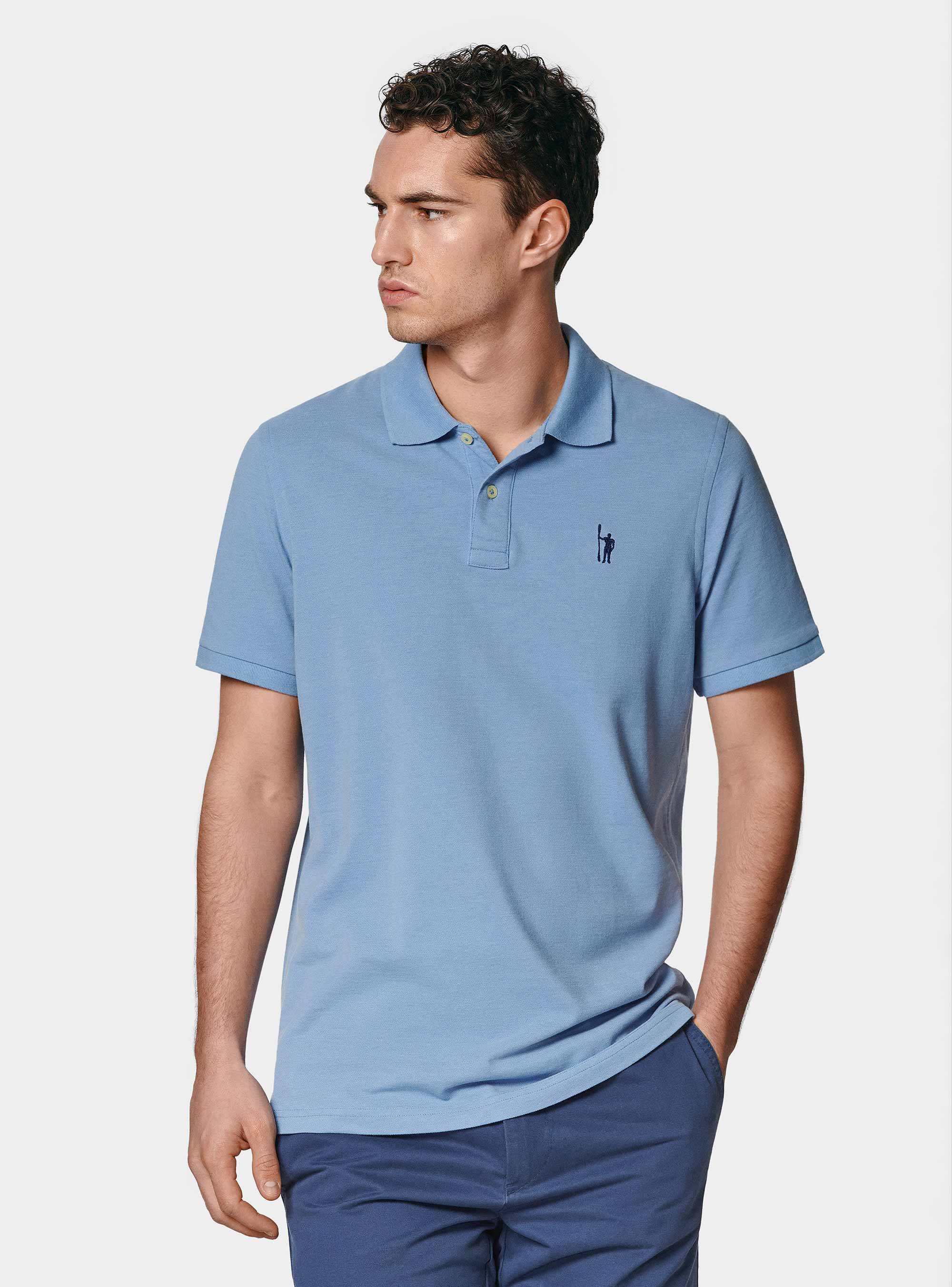 Polo classica in piquet, AZZURRO