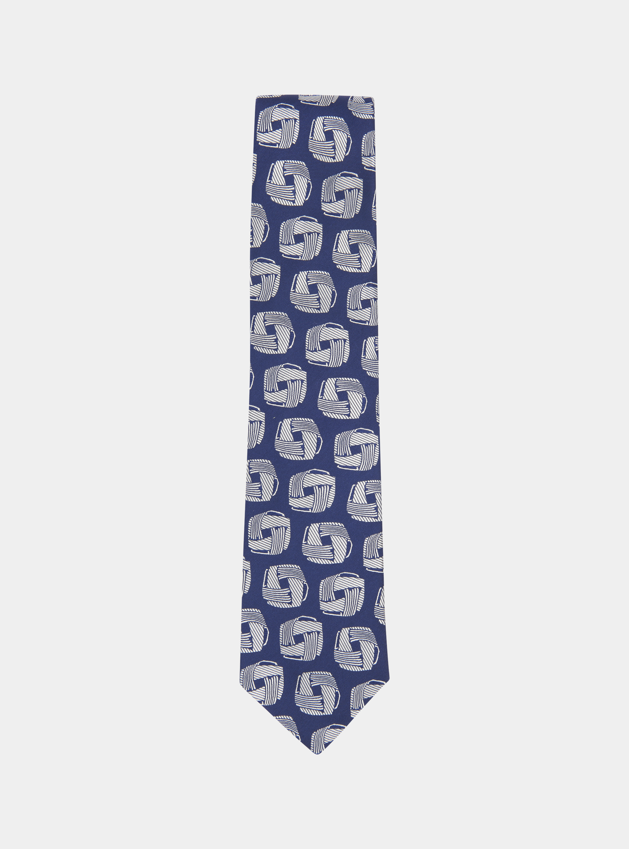Geometric patterned silk tie, BLUE