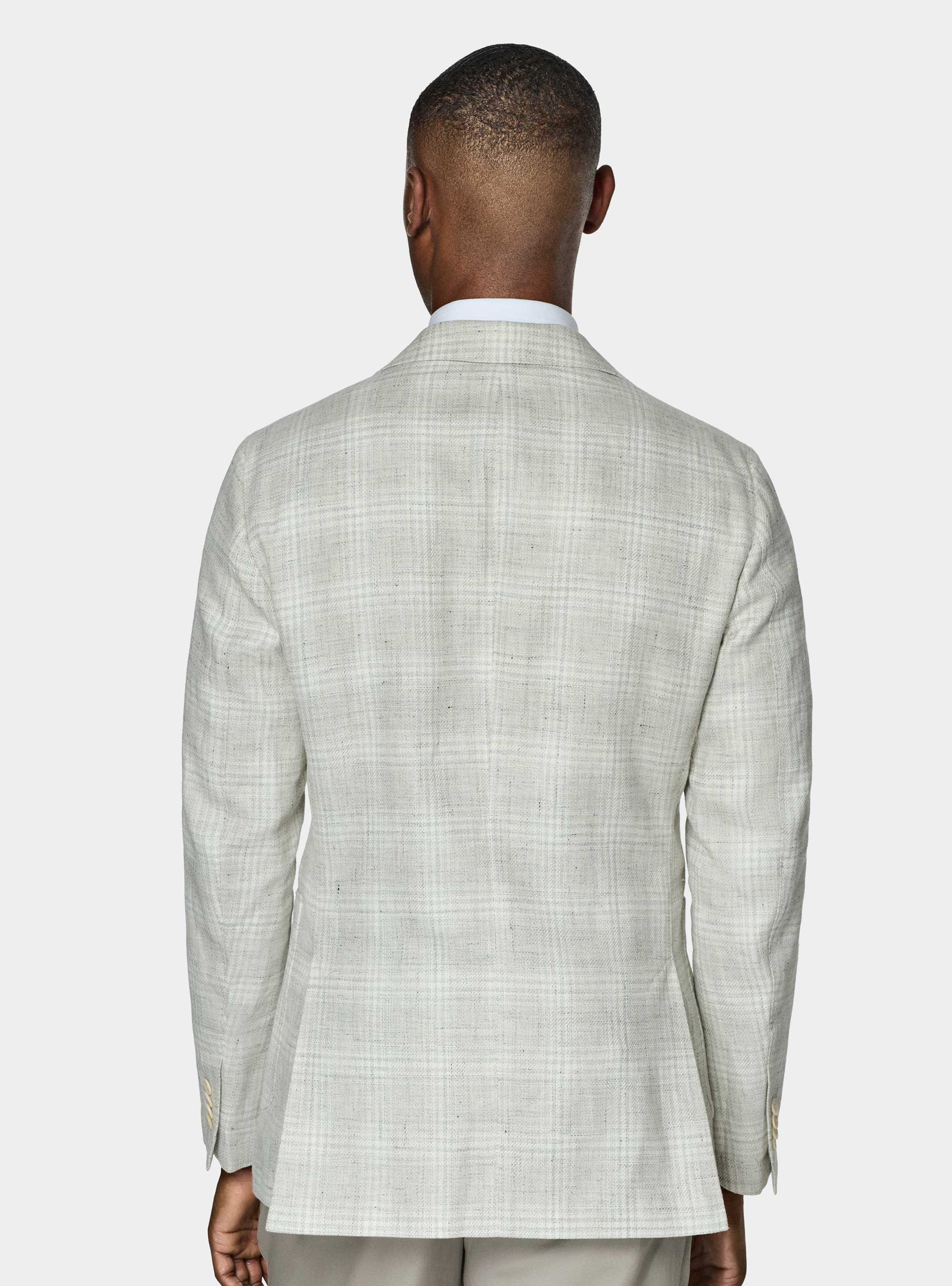 Giacca fantasia in lino e cotone, GRIGIO MELANGE 0151C