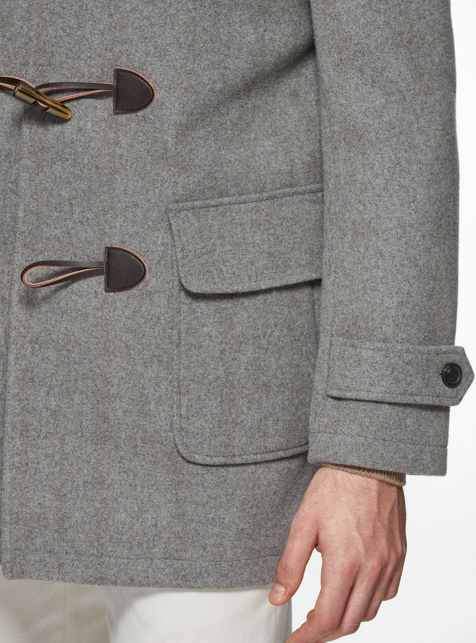 Montgomery in misto lana con interno a quadri, GRIGIO MELANGE 0151C